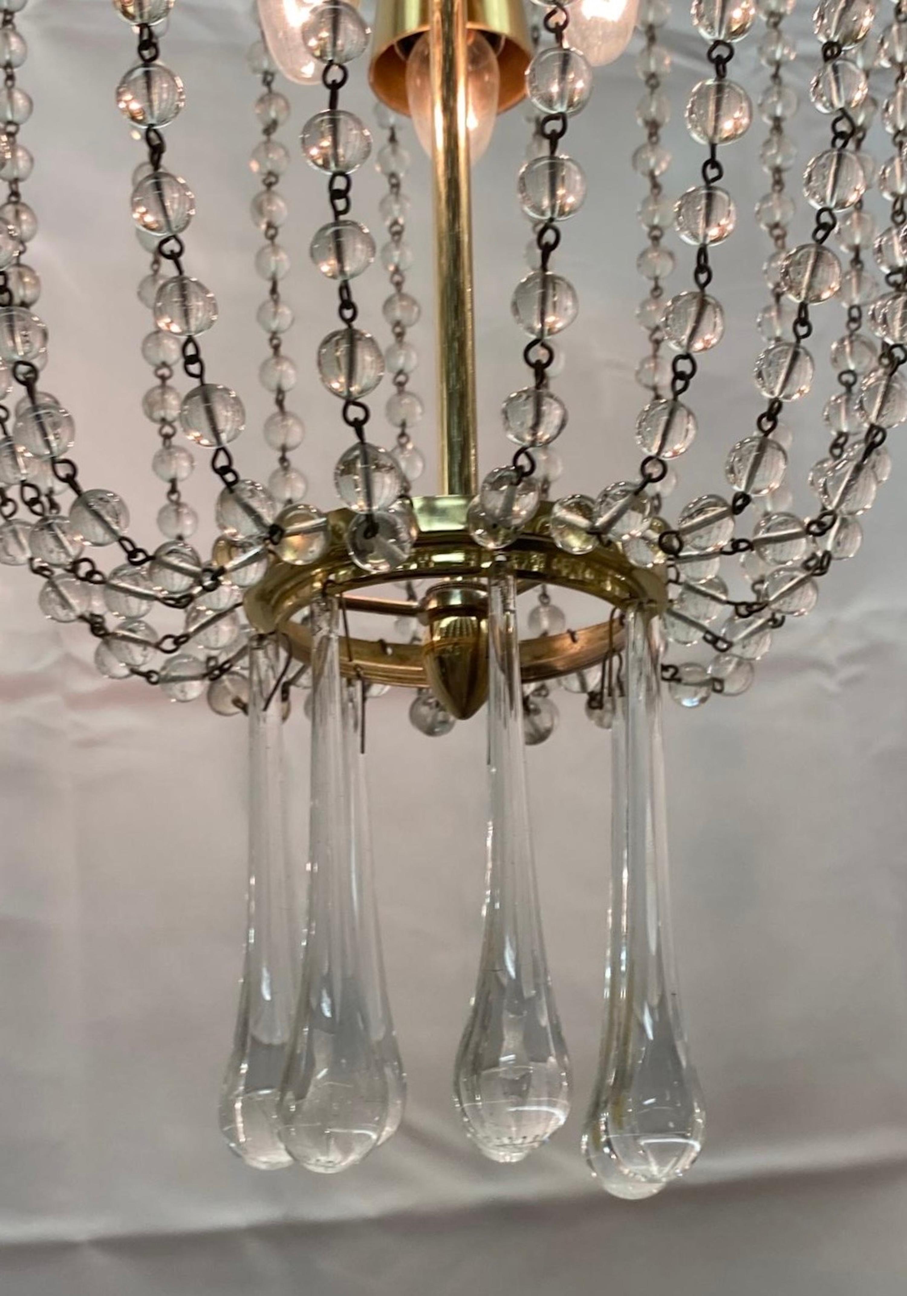 Pareja de lámparas de cristal y prismas de los años 50 en venta 6