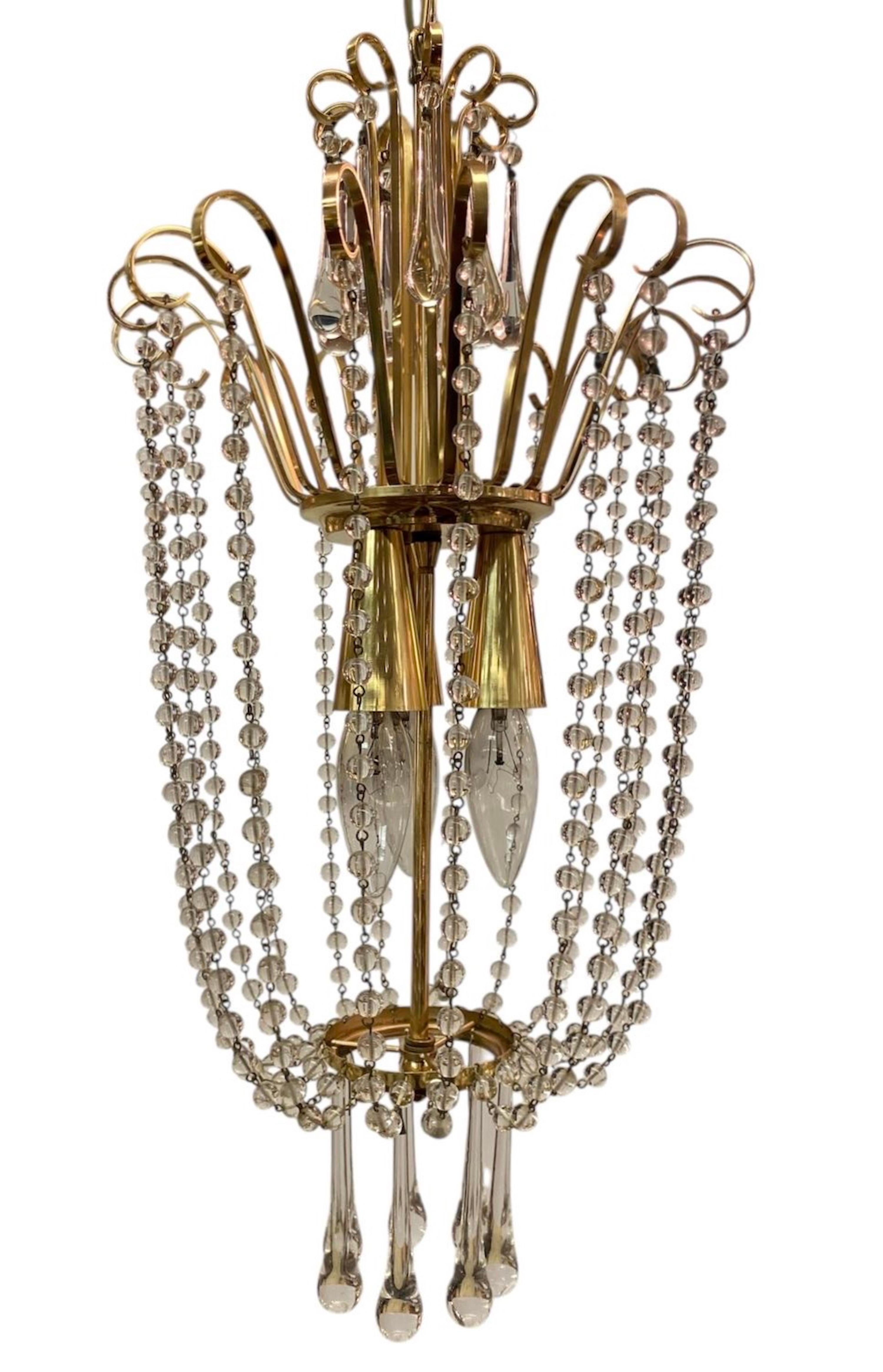 Pareja de lámparas de cristal y prismas de los años 50 Italiano en venta