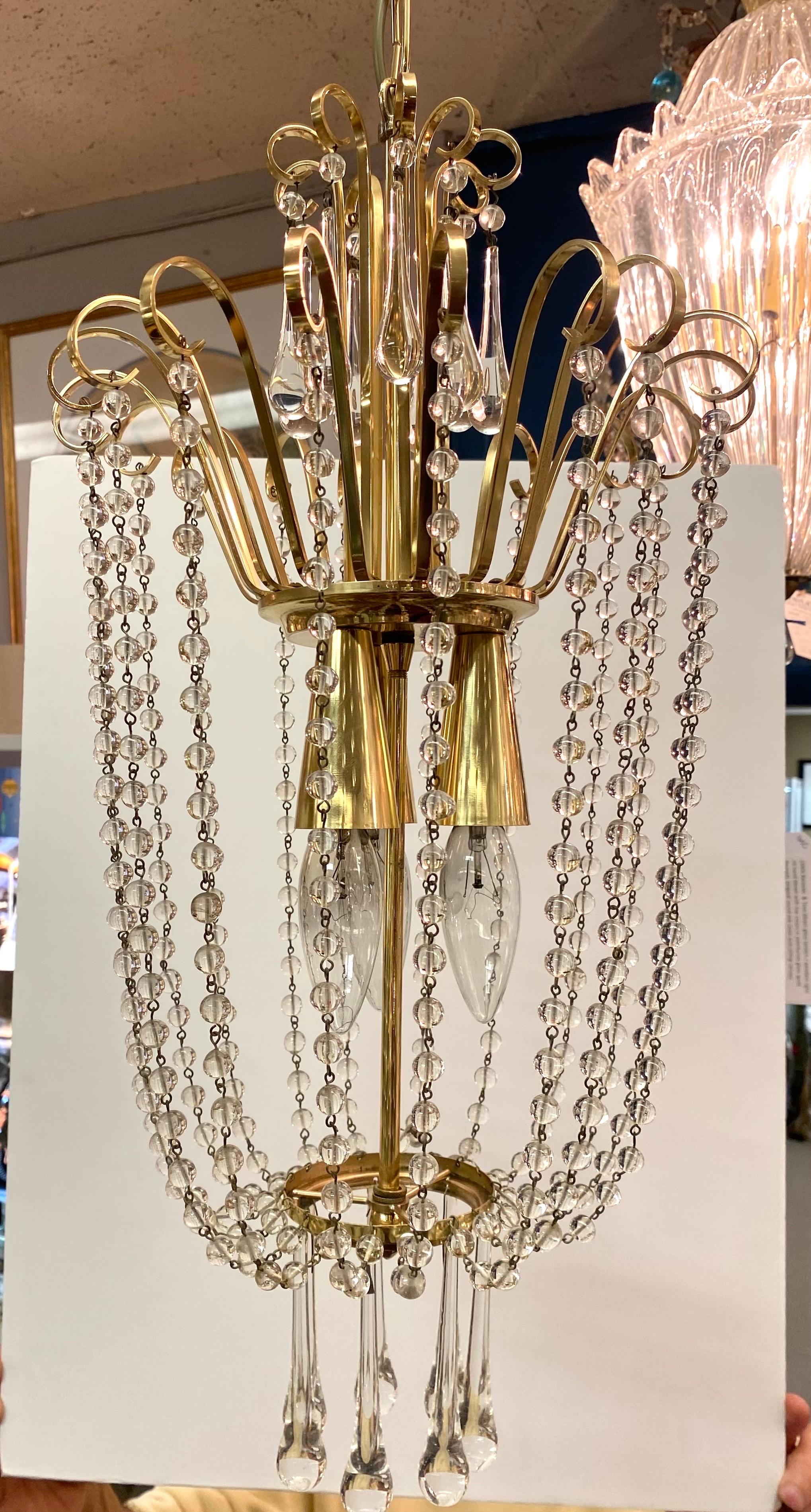 Pareja de lámparas de cristal y prismas de los años 50 en Bueno estado para la venta en Montclair, NY