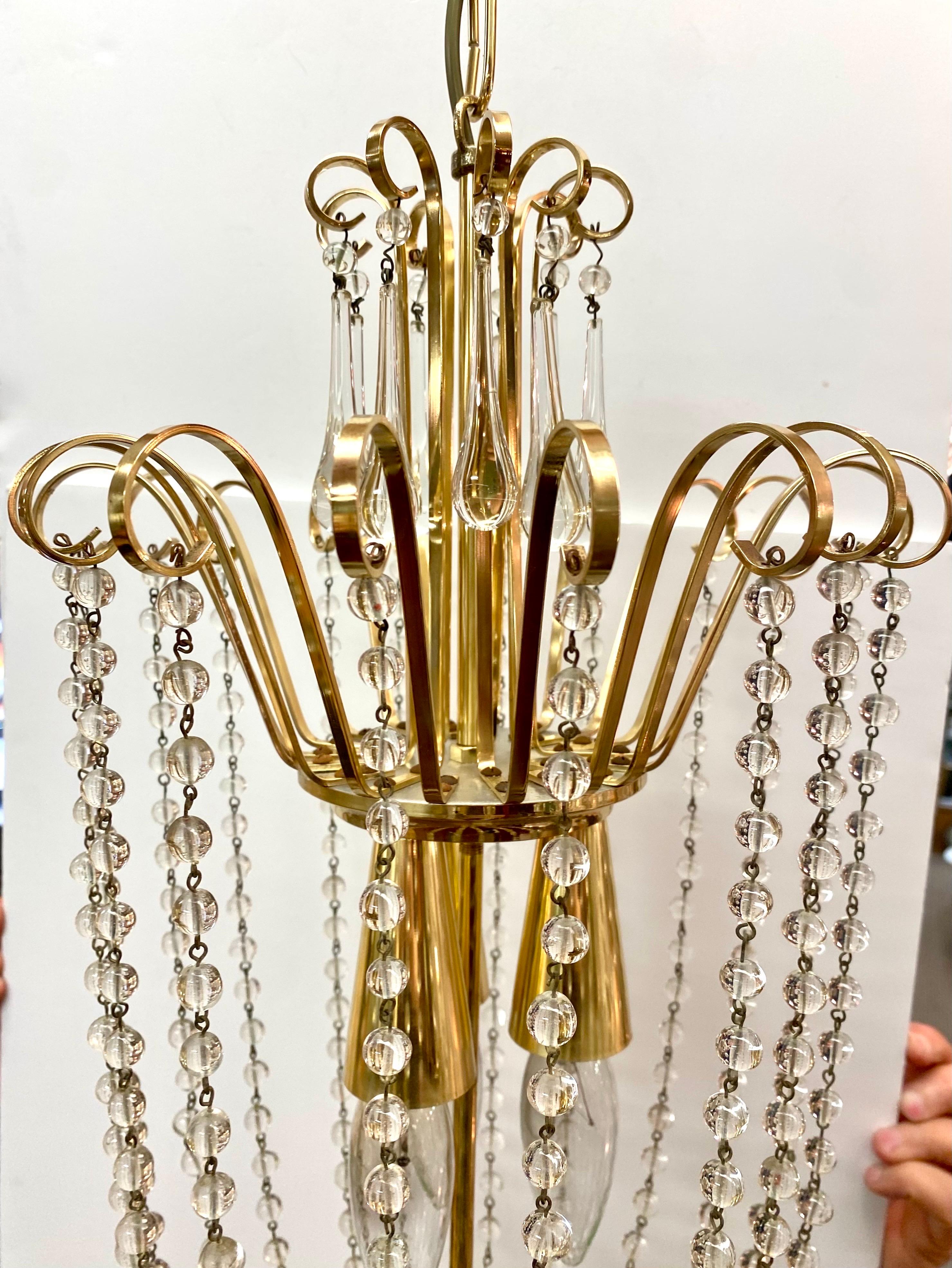 Pareja de lámparas de cristal y prismas de los años 50 mediados del siglo XX en venta