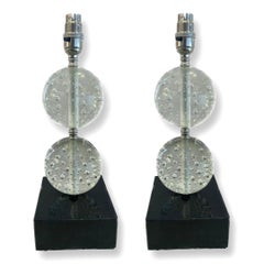 Pair of 1950's Crystal Bubble Table Lamps.
