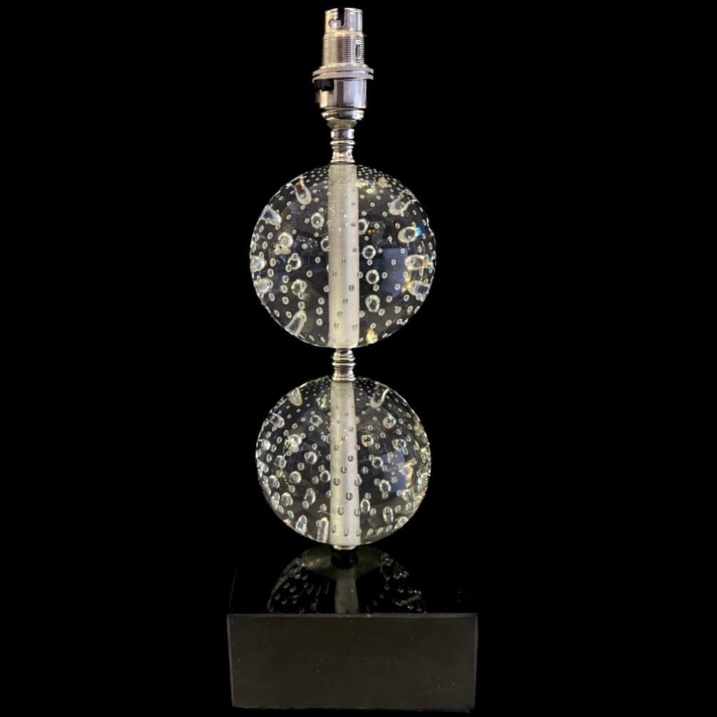 Mid-20th Century Pair of 1950's Crystal Bubble Table Lamps. For Sale