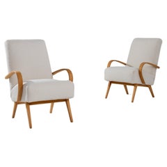 Pair of 1950s Czech Wooden Armchairs by J. Halabala