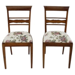 Pair of 1950s Czechoslovakian Refurbished Walnut Side Chairs in Floral Fabric