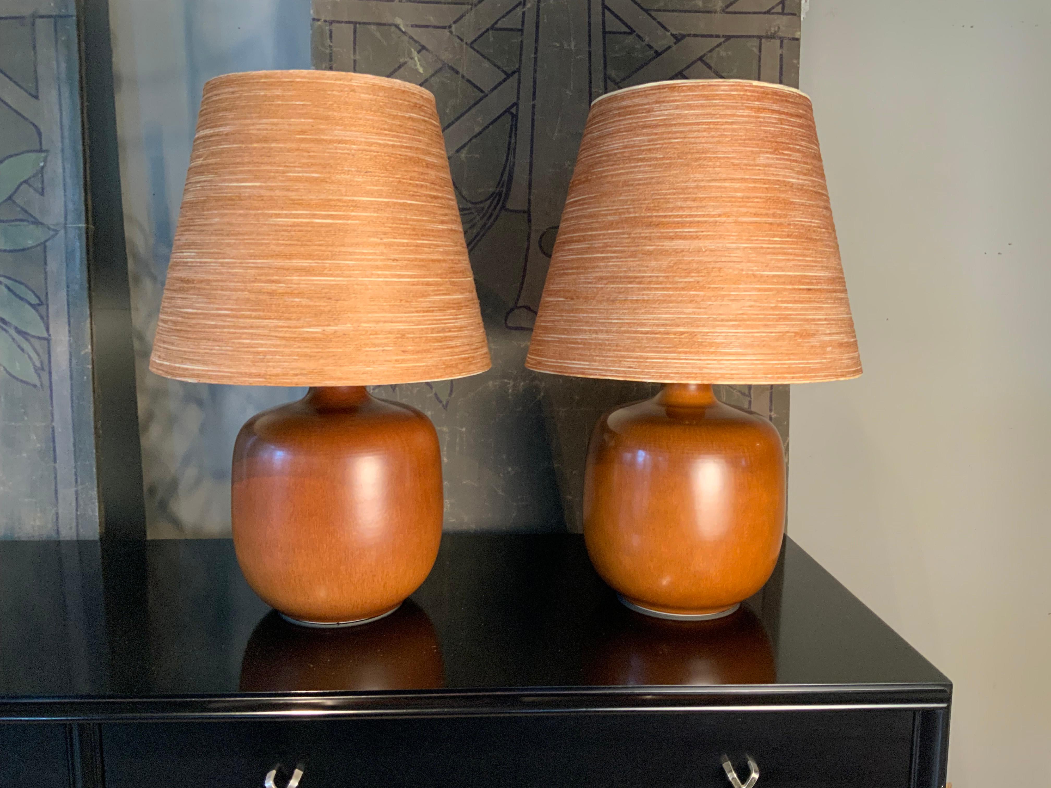Pair of 1950s Danish Ceramic Lamps by Gunnar and Lotte Bostlund 3