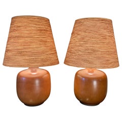 Pair of 1950s Danish Ceramic Lamps by Gunnar and Lotte Bostlund