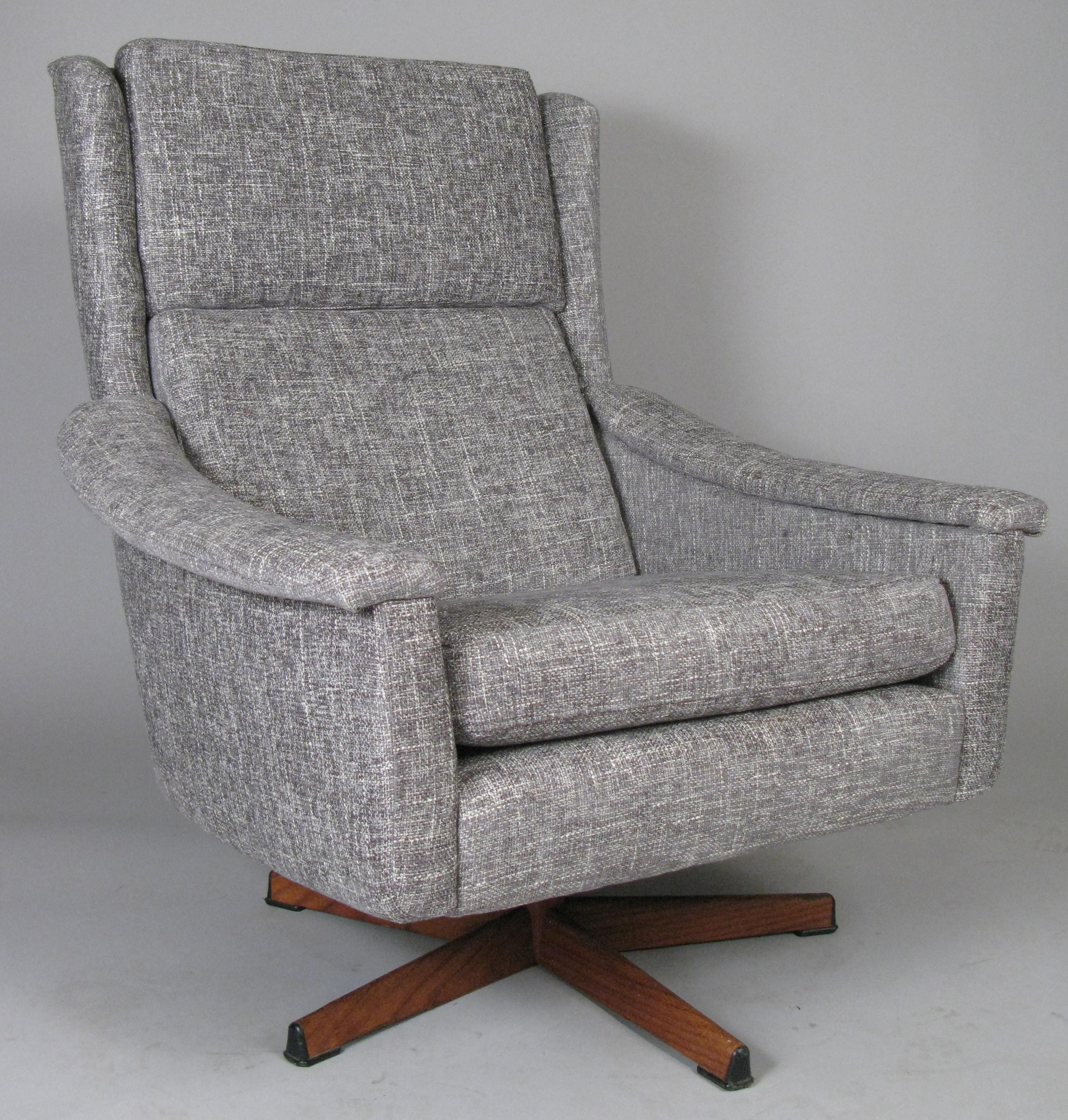 Upholstery Pair of 1950s Danish High Back Swivel Lounge Chairs