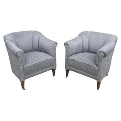 Pair of 1950s Danish Modern Channeled Club Chairs by Møbler