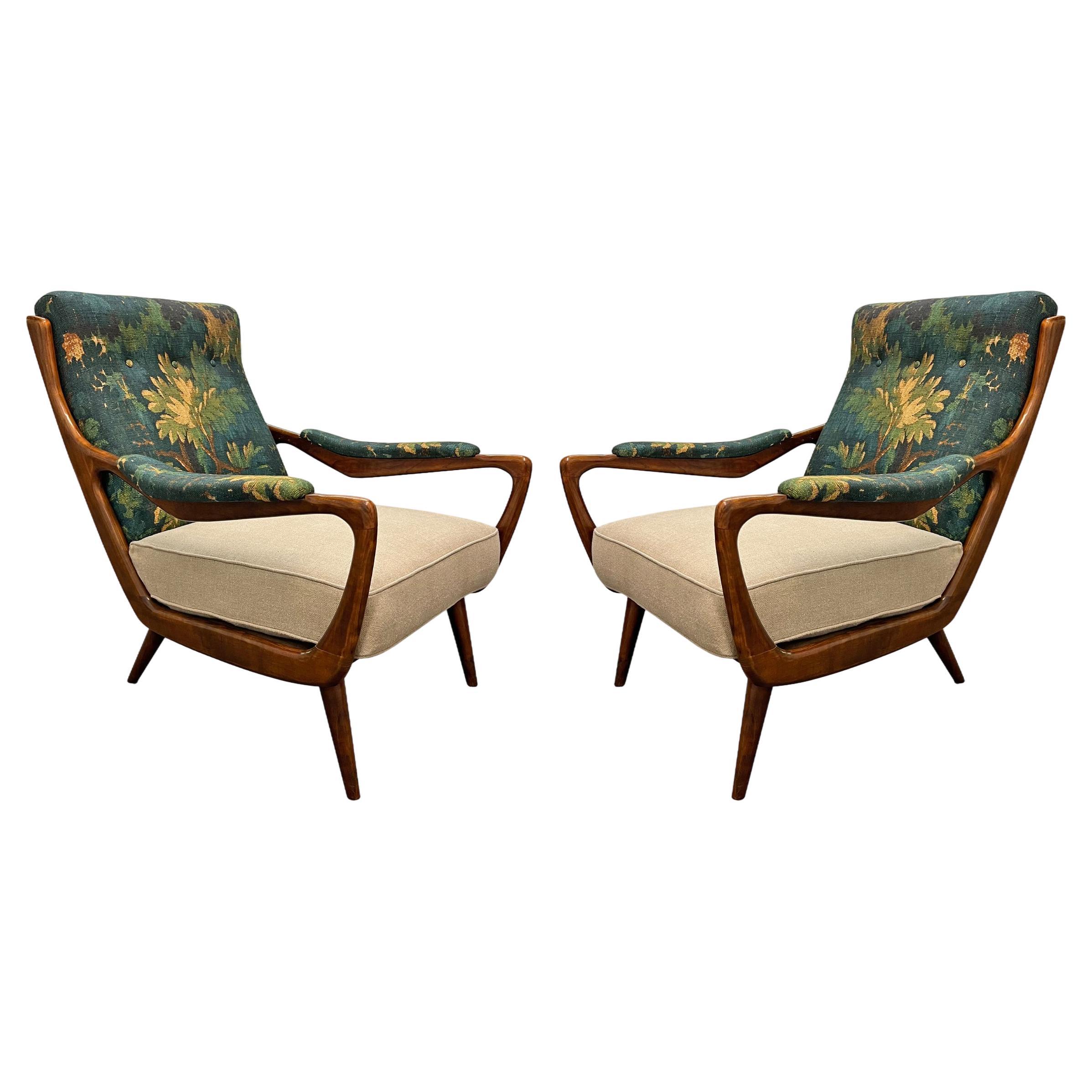 Pair of 1950s Danish Modern Lounge Chairs For Sale
