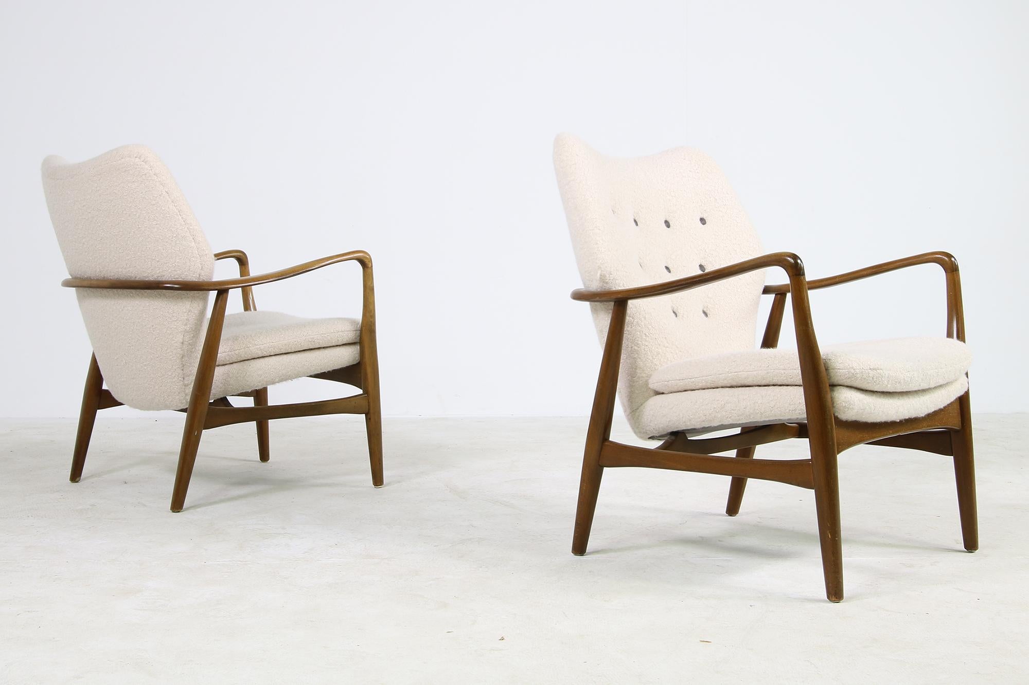 20th Century Pair of 1950s Danish Organic Lounge Chairs Ib Madsen & Acton Schubell, Denmark