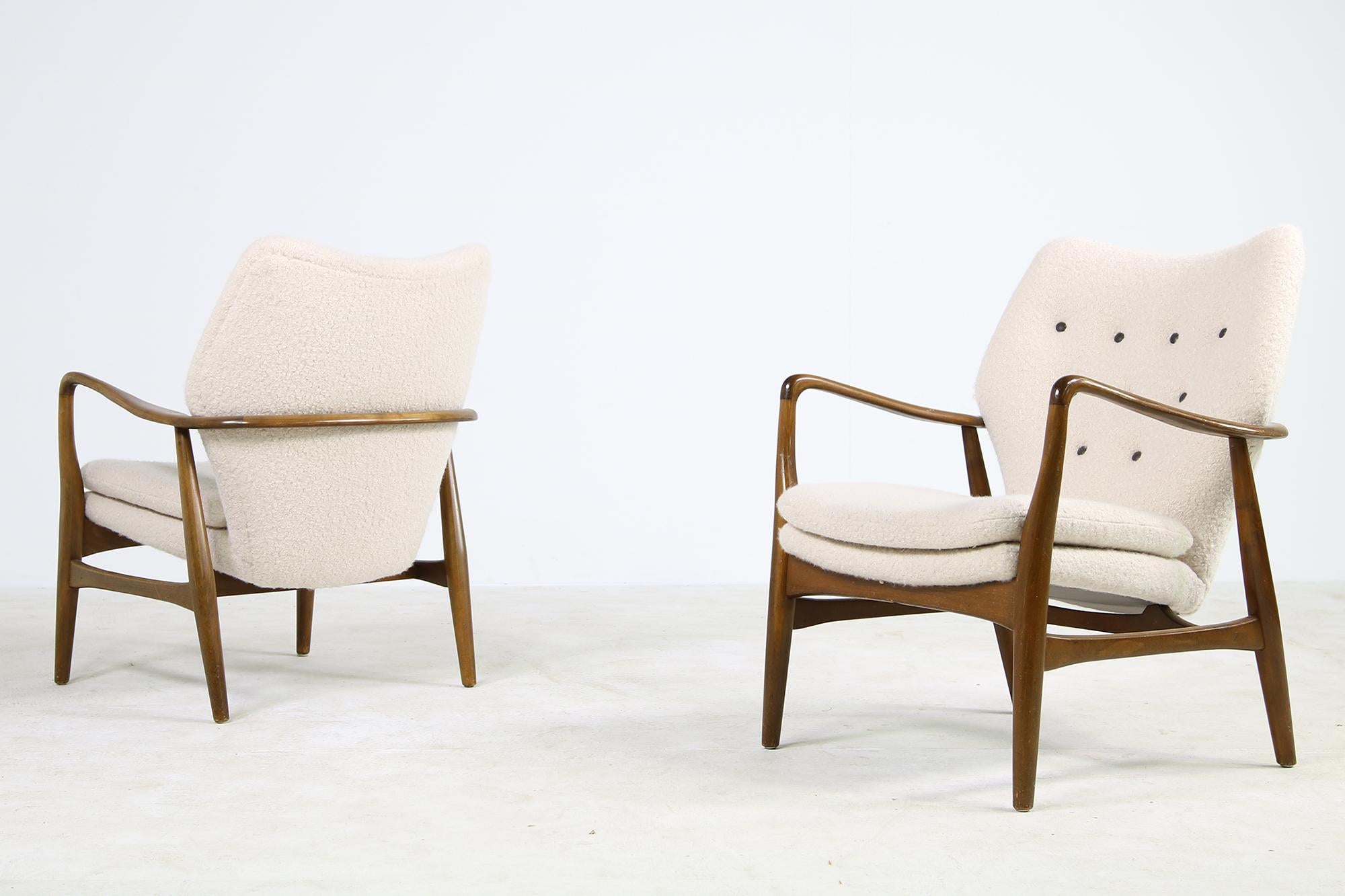 Fabric Pair of 1950s Danish Organic Lounge Chairs Ib Madsen & Acton Schubell, Denmark