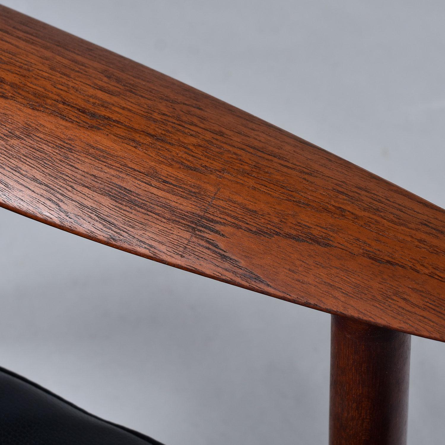 Pair of 1950's Danish Teak Rocking Chairs in Black Leather by Moreddi For Sale 9