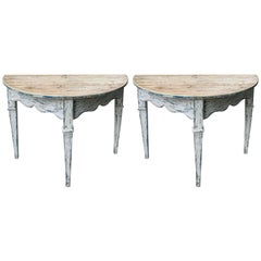 Pair of 1950s Demilune Consoles