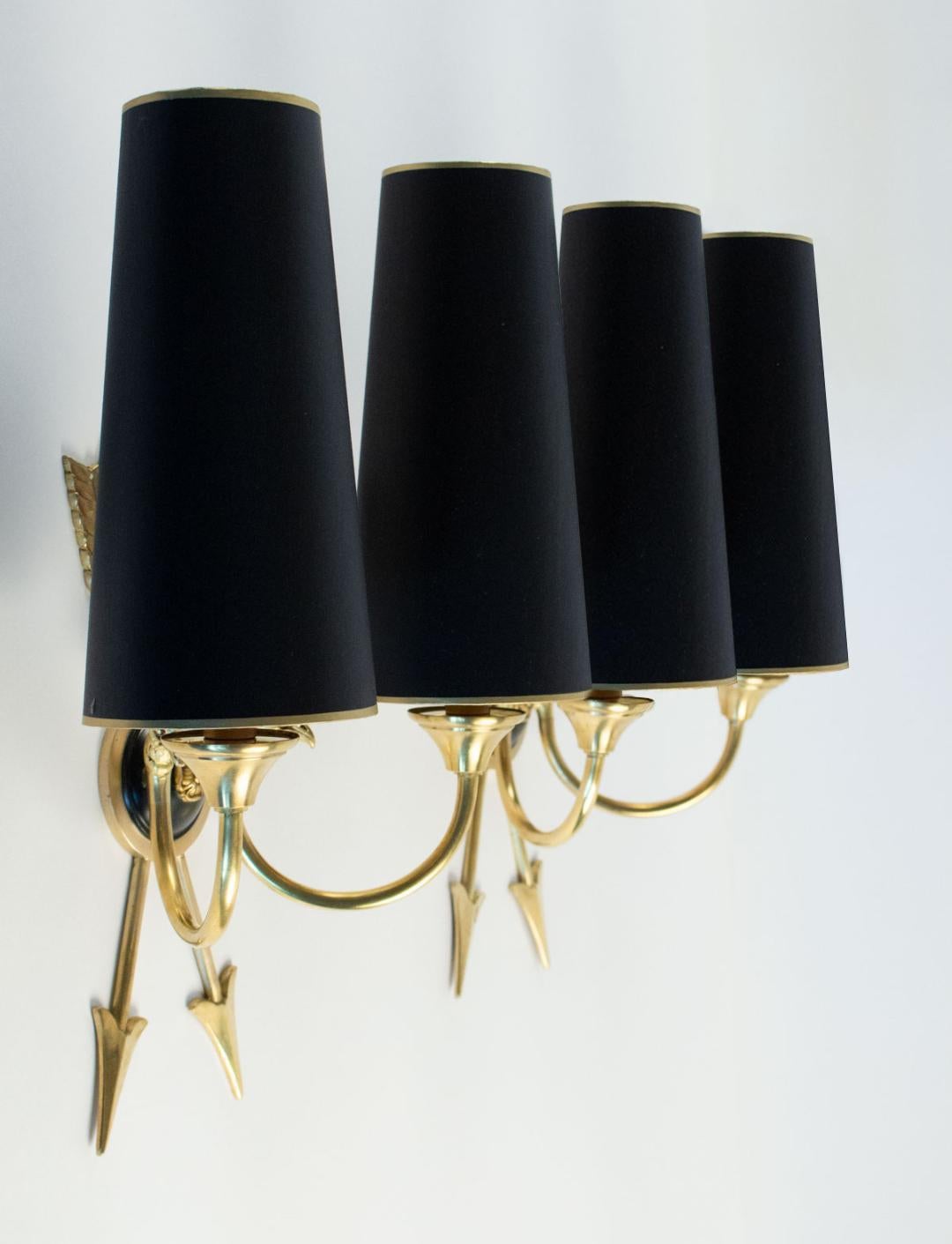 Pair of 1950s Directoire Inspiration Sconces by Maison Lunel.  In Good Condition In Saint-Ouen, FR