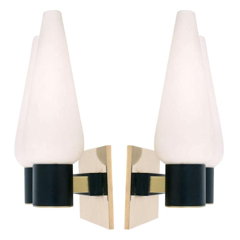 Pair of 1950s Double Sconces by Maison Arlus