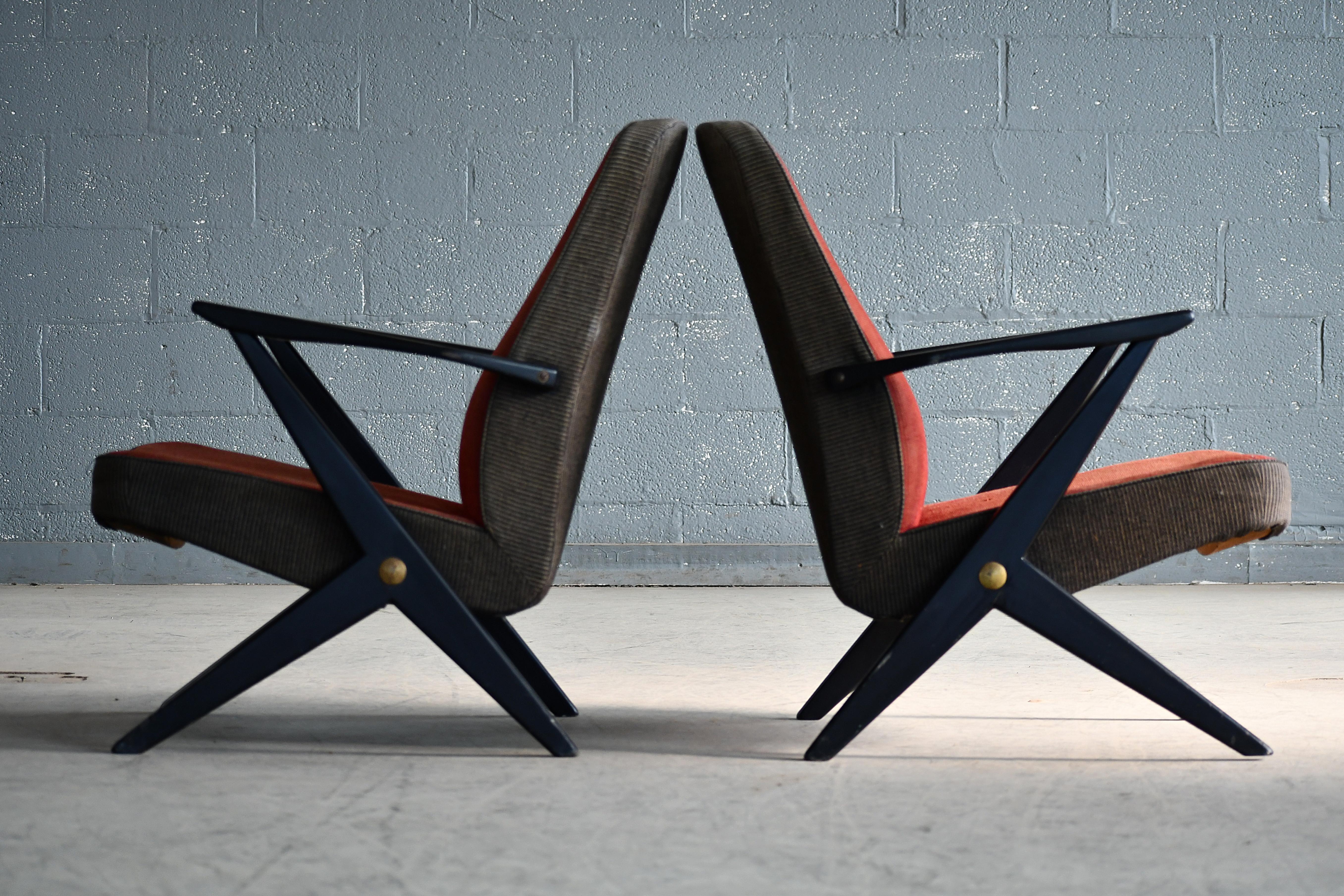 Pair of 1950s Easy Chairs by Bengt Ruda for Nordiska Kompagniet, Sweden In Good Condition For Sale In Bridgeport, CT