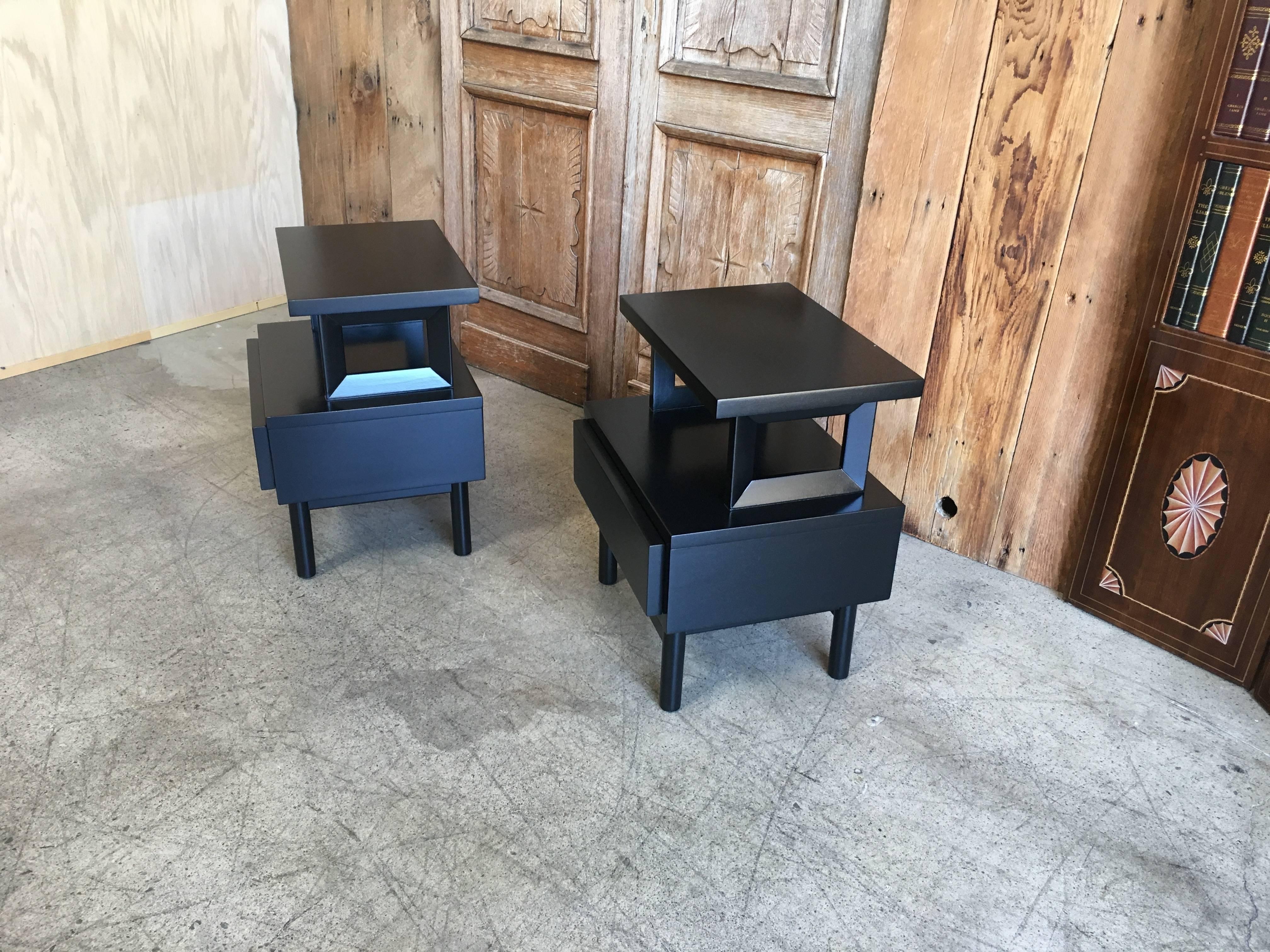 Pair of 1950s Ebonized Nightstands by American of Martinsville 6