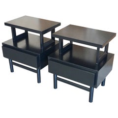 Pair of 1950s Ebonized Nightstands by American of Martinsville