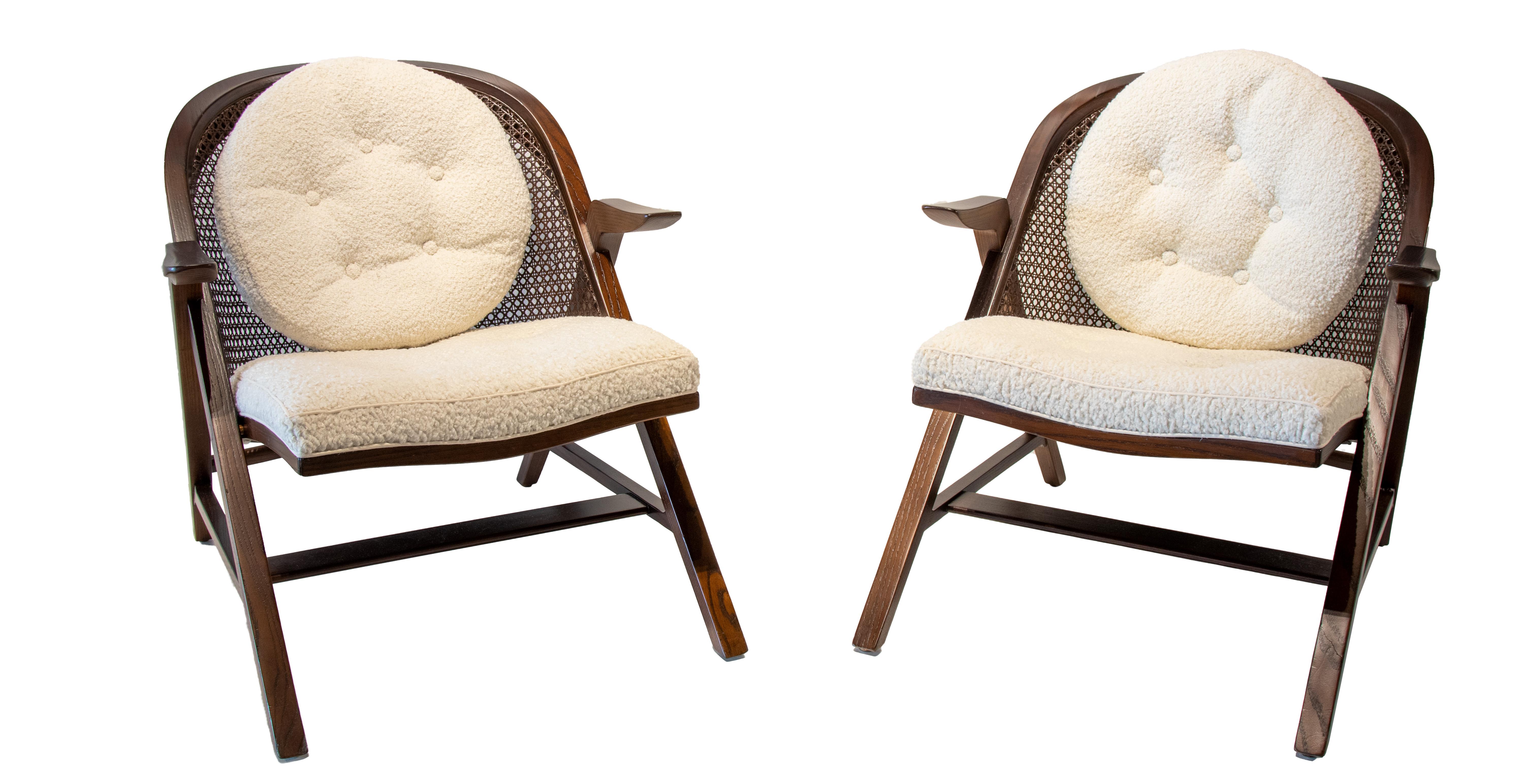 Mid-20th Century Pair of 1950s Edward Wormley for Dunbar Cane back Chairs model 5700a For Sale