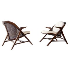 Pair of 1950s Edward Wormley for Dunbar Cane Back Chairs Model 5700a