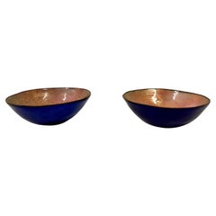 Retro Pair of 1950s Enamelled Copper Bowls by Paolo De Polo