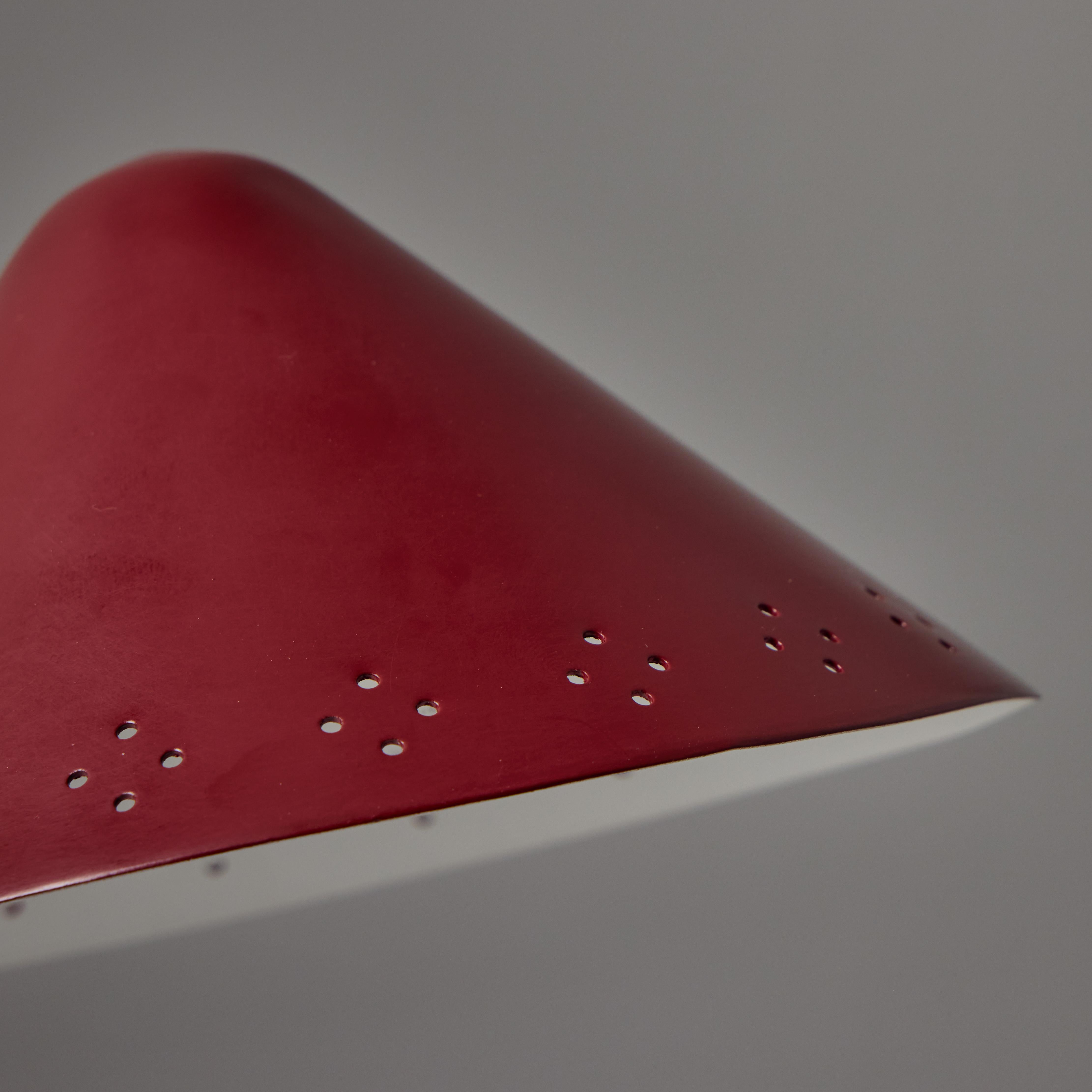 Mid-20th Century Pair of 1950s Erik Warna 'GK14' Red Perforated Shade Table Lamps For Sale