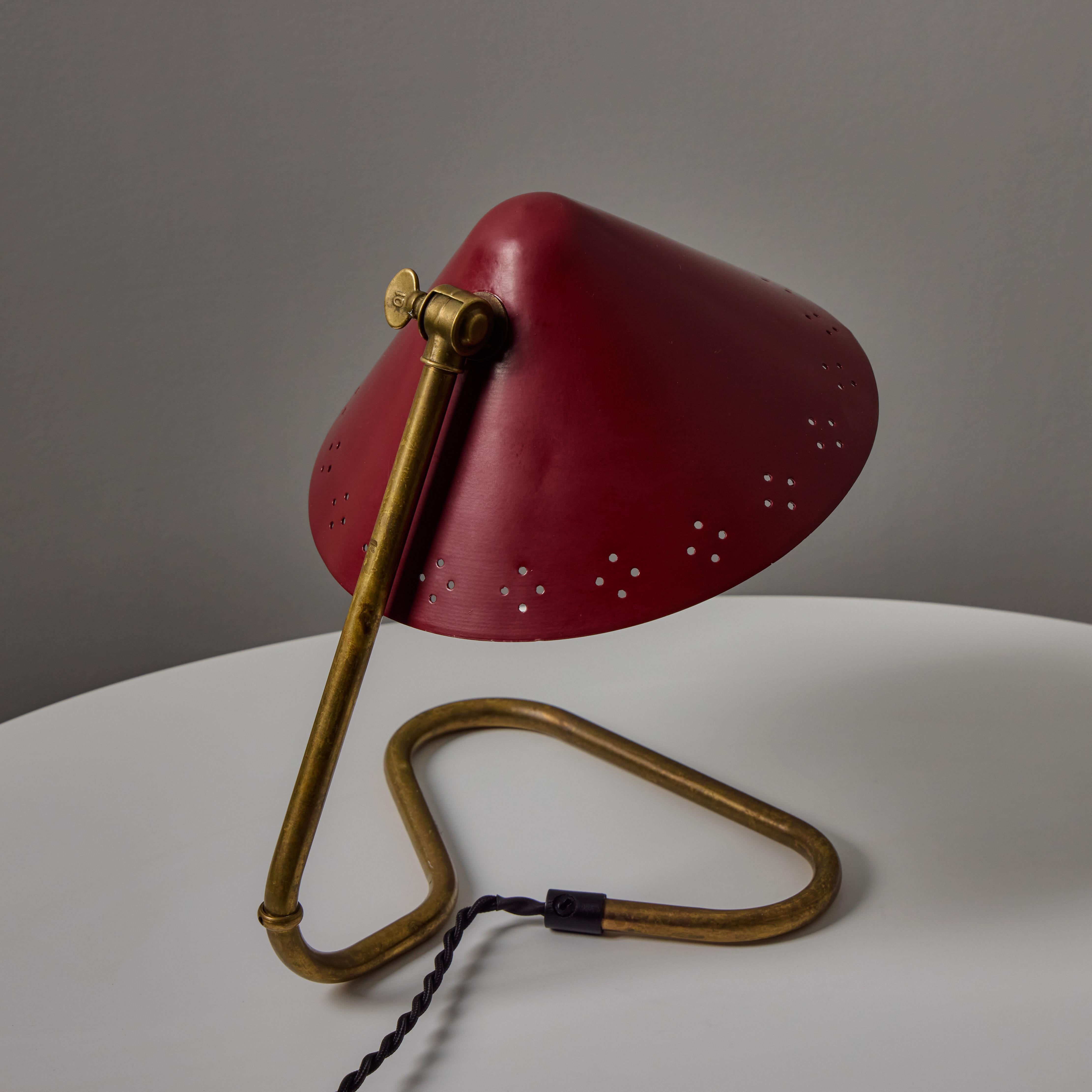 Pair of 1950s Erik Warna 'GK14' Red Perforated Shade Table Lamps For Sale 2
