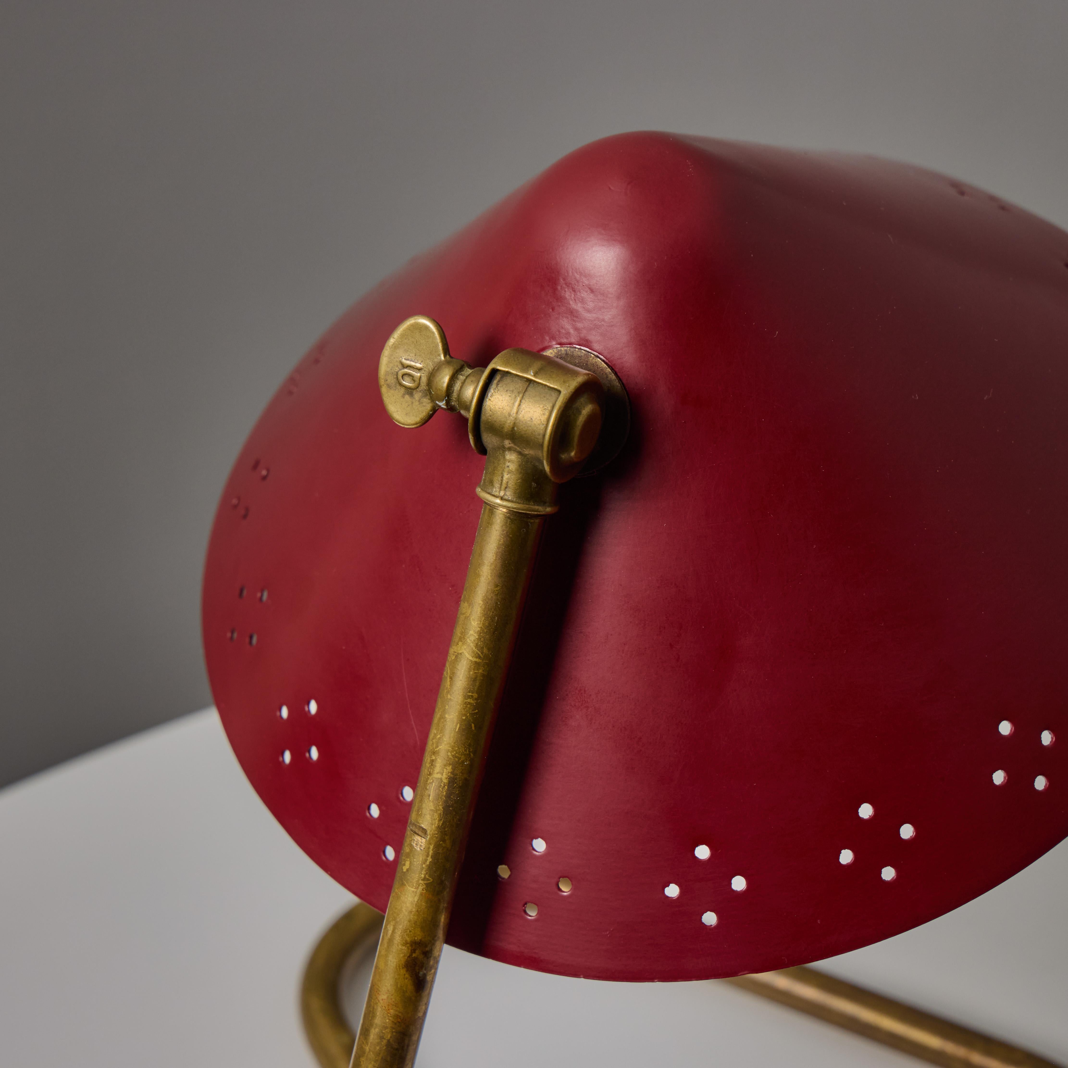 Pair of 1950s Erik Warna 'GK14' Red Perforated Shade Table Lamps For Sale 3