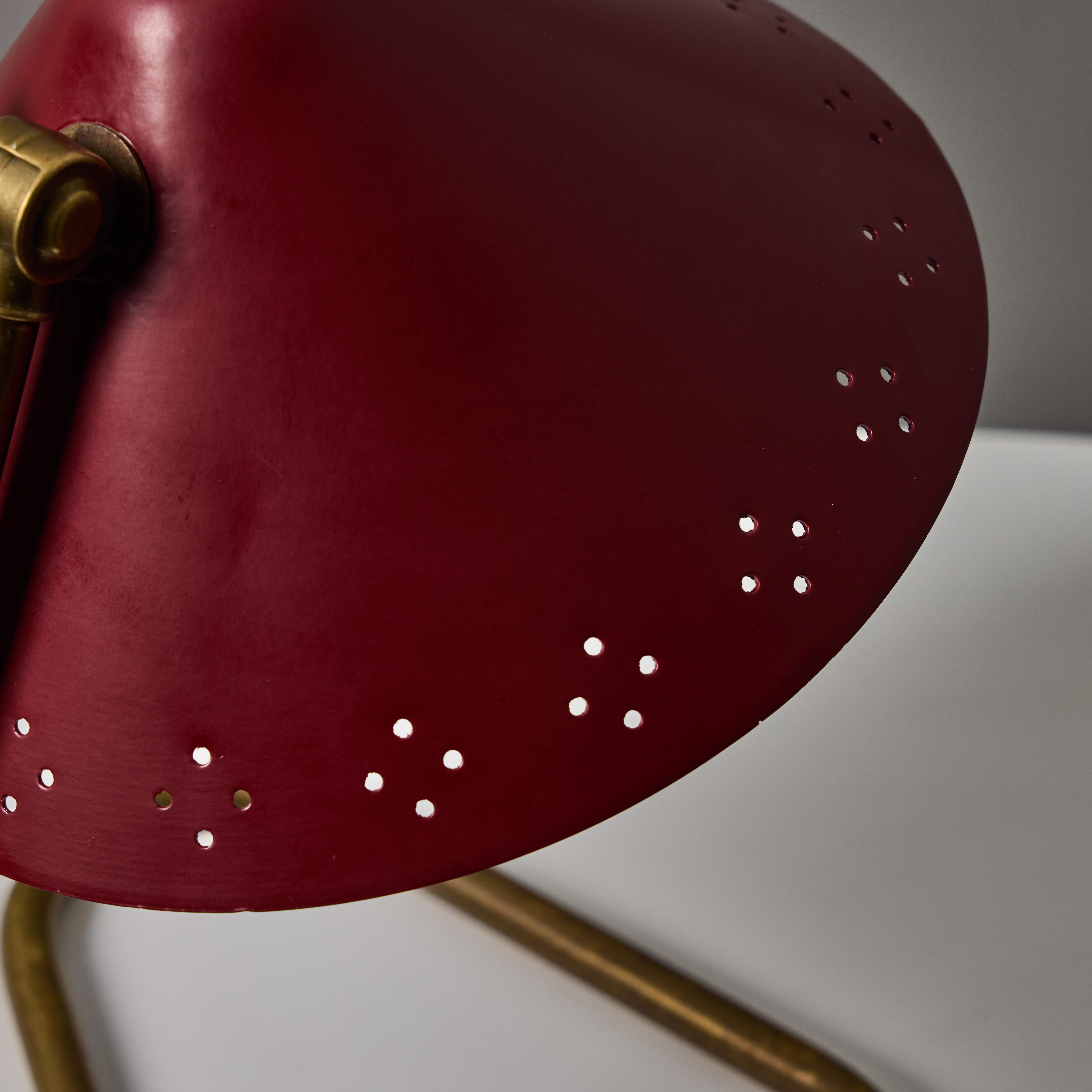 Pair of 1950s Erik Warna 'GK14' Red Perforated Shade Table Lamps For Sale 4