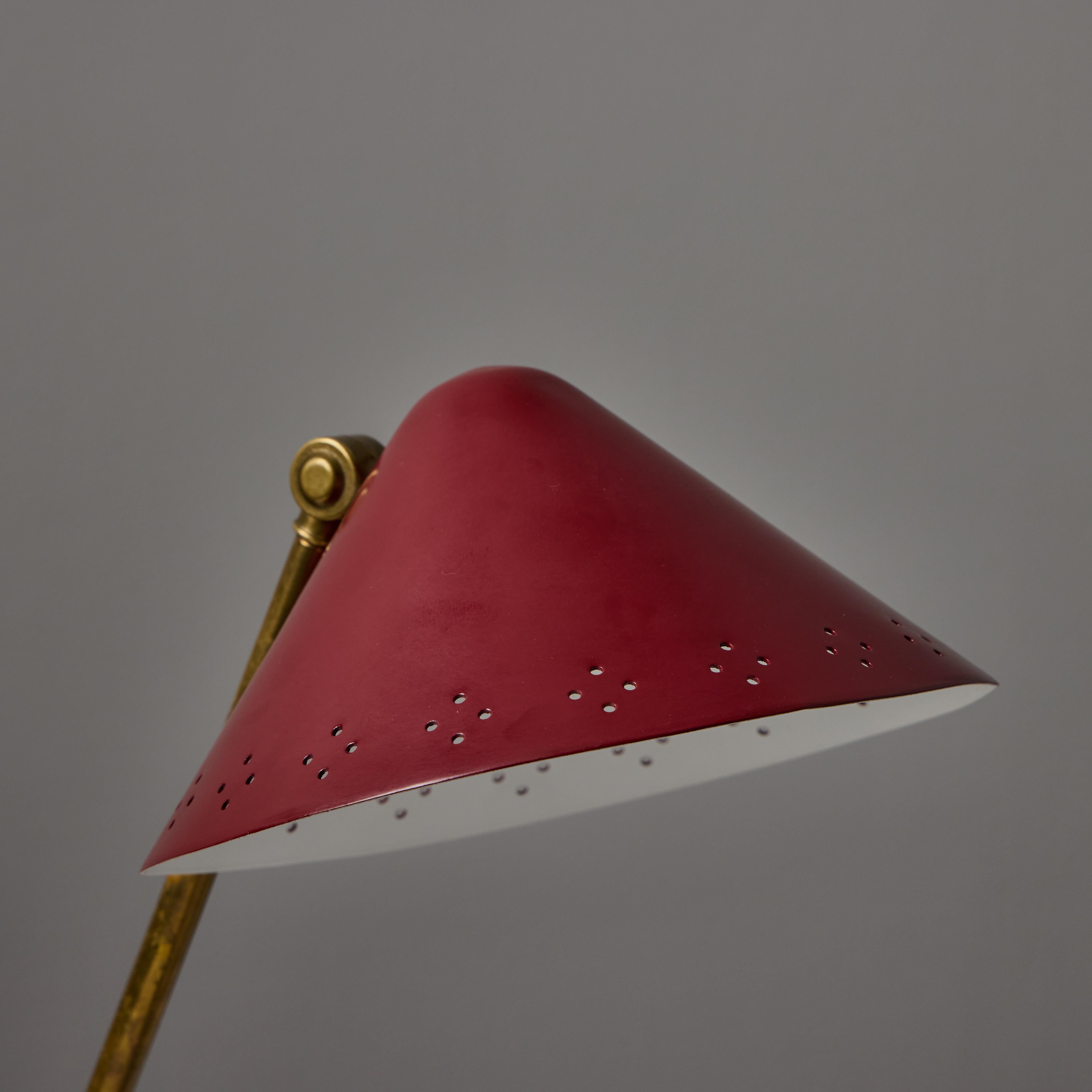 Pair of 1950s Erik Warna 'GK14' Red Perforated Shade Table Lamps In Good Condition For Sale In Glendale, CA