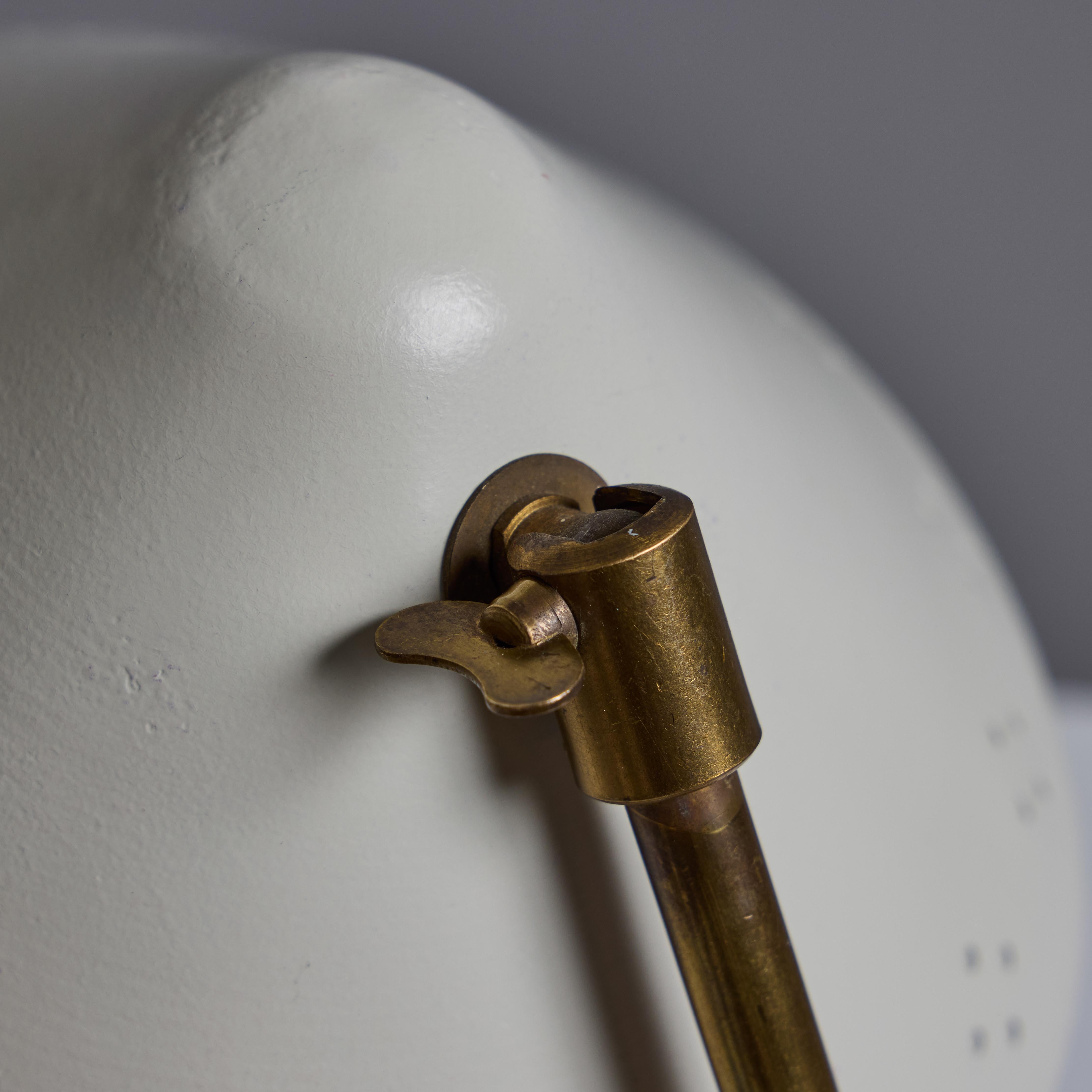 Pair of 1950s Erik Warna 'GK14' White and Brass Perforated Shade Table Lamps For Sale 3