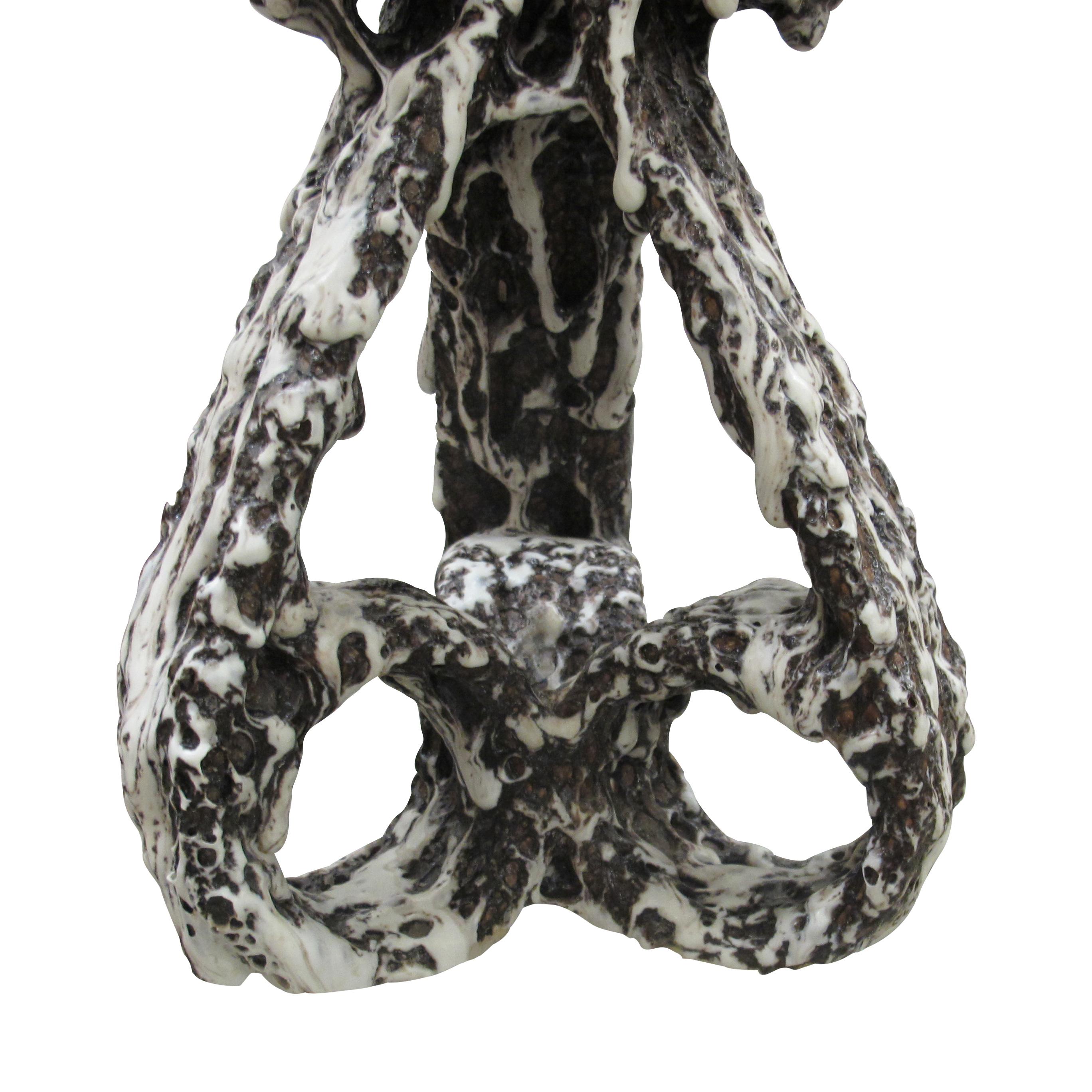 Mid-20th Century Pair of 1950s Fat Lava Candlesticks by Marius Giuge from Vallauris, French For Sale