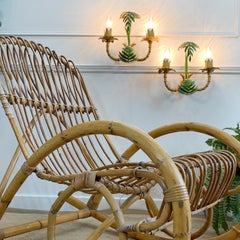 Pair of 1950’s Faux Bamboo Leaf Italian Wall Lights