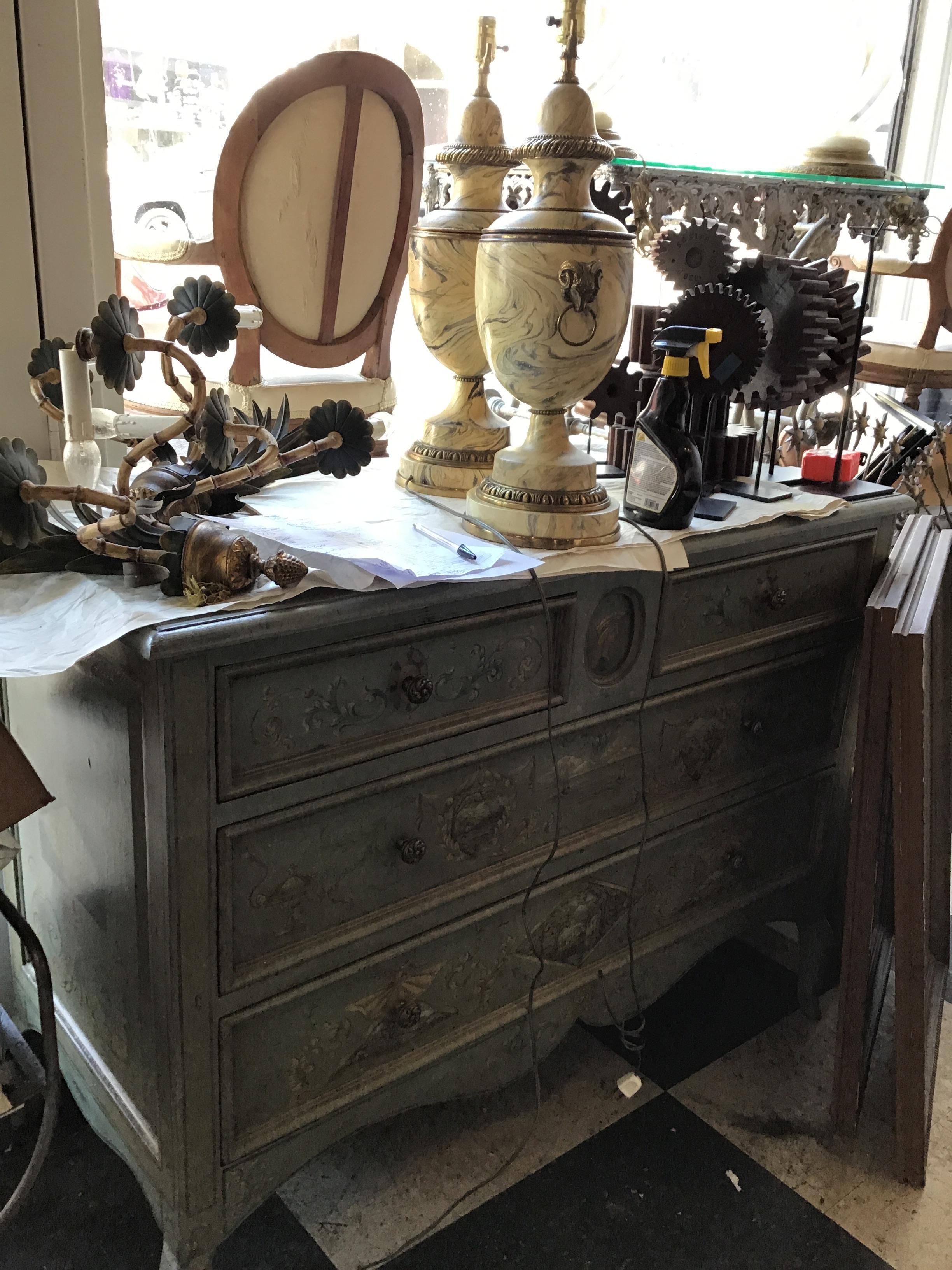 Pair of 1950s Faux Marbleized Wood Lamps with Brass Ram Heads 9