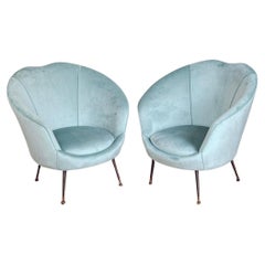 Pair of 1950s Federico Munari Velvet Armchairs