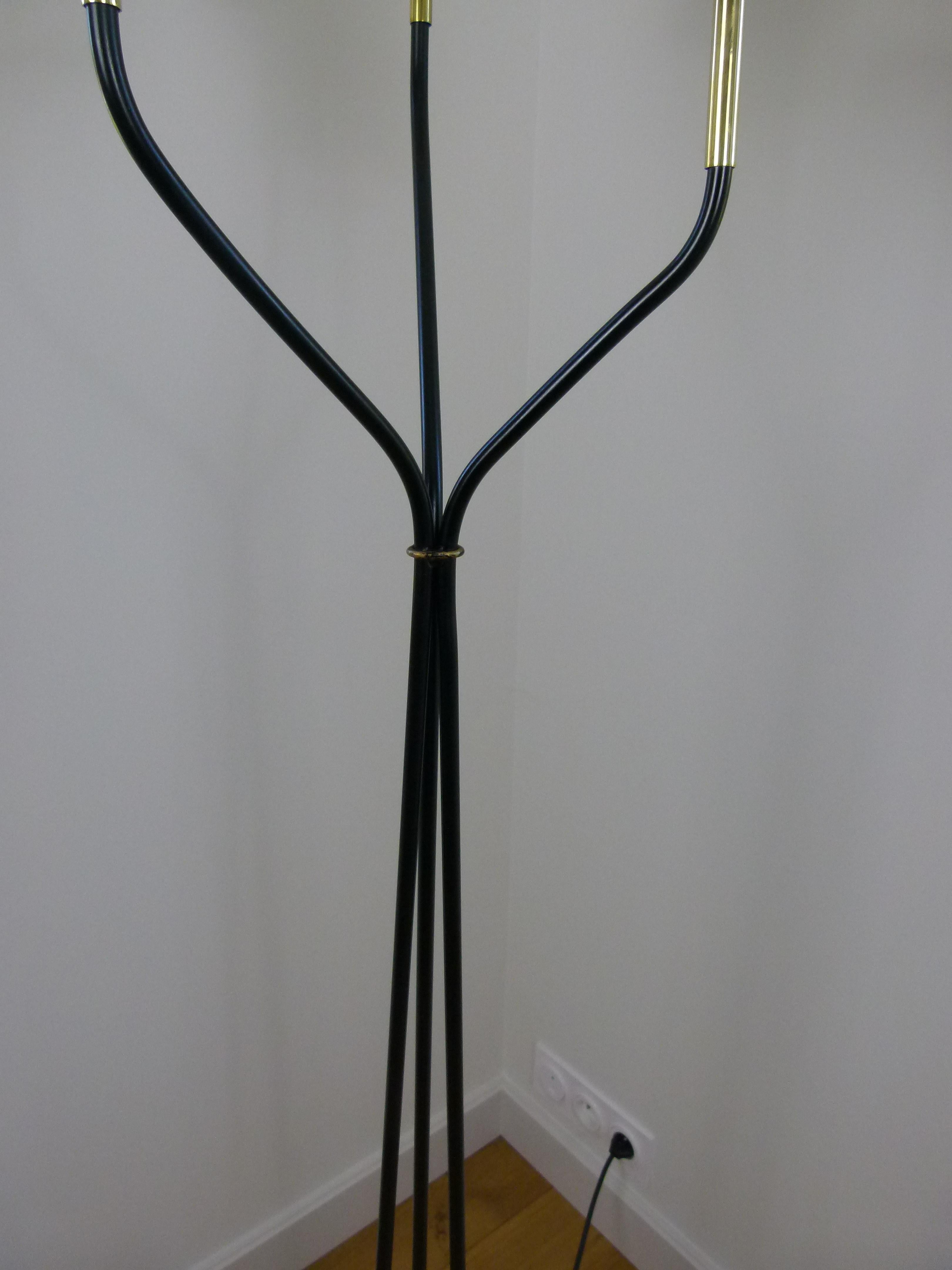 Pair of 1950s Floor Lamp with Three Illuminated Arms by Maison Lunel 3