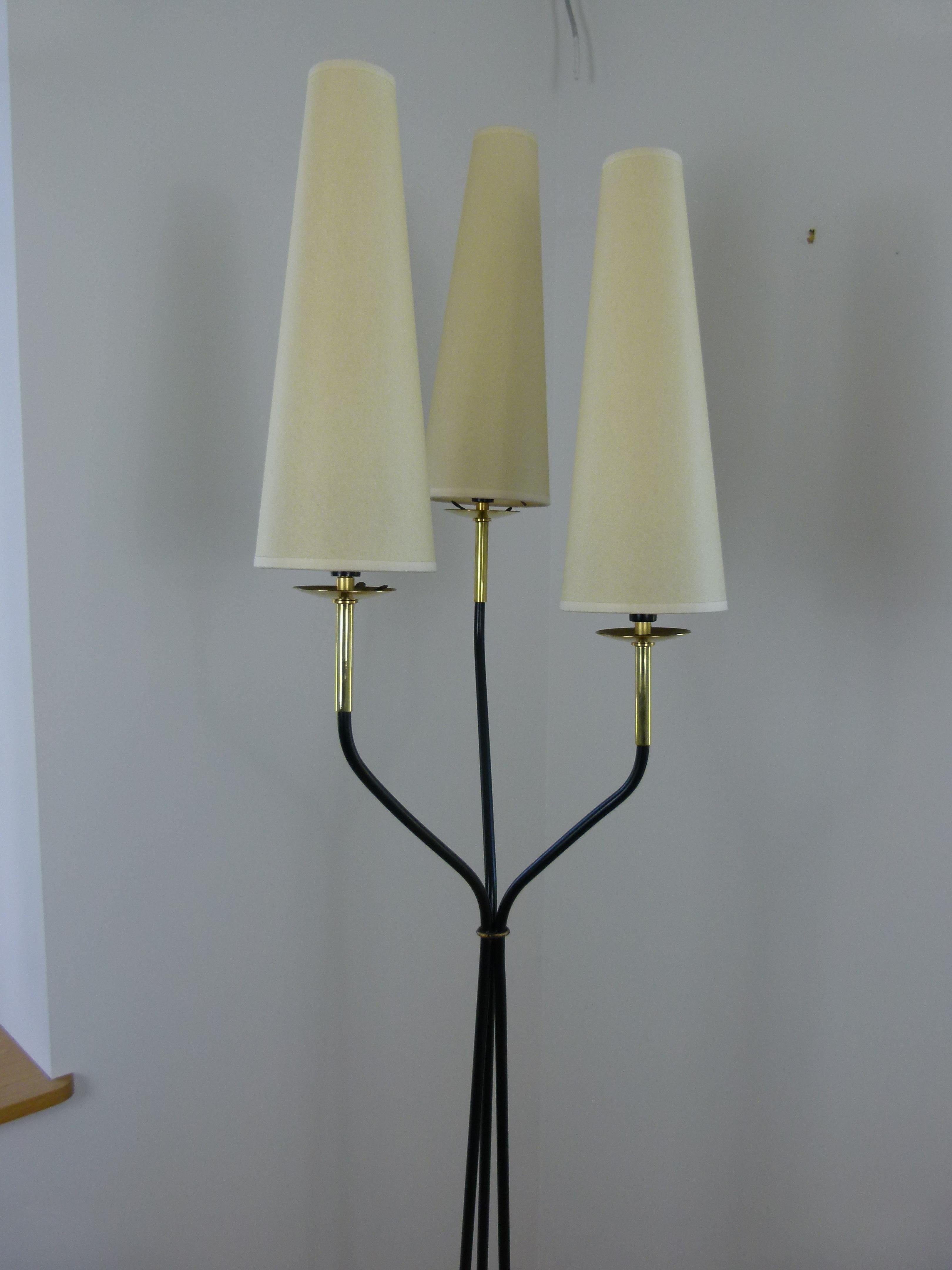 20th Century Pair of 1950s Floor Lamp with Three Illuminated Arms by Maison Lunel
