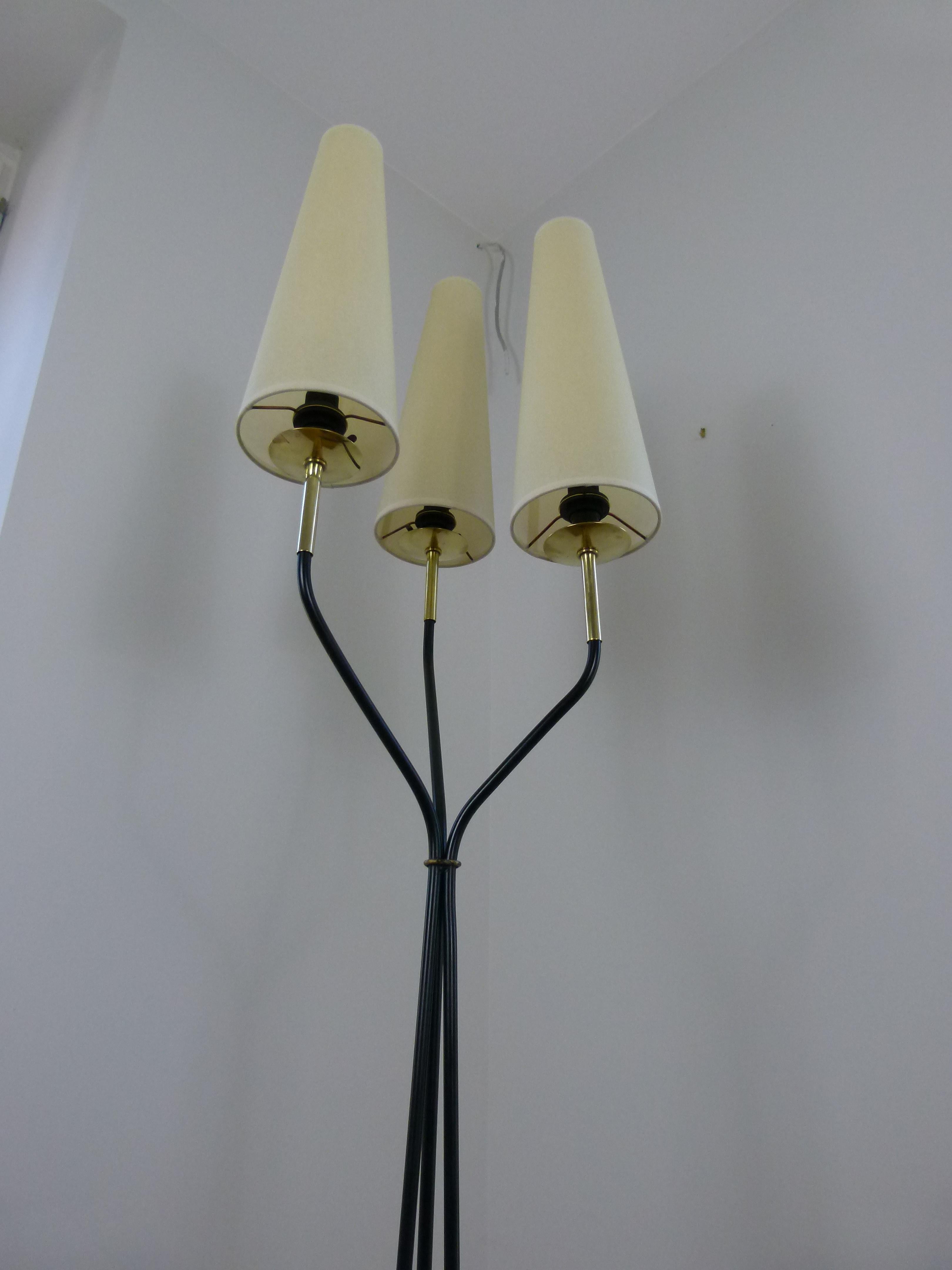 Pair of 1950s Floor Lamp with Three Illuminated Arms by Maison Lunel 2