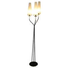 Pair of 1950s Floor Lamp with Three Illuminated Arms by Maison Lunel