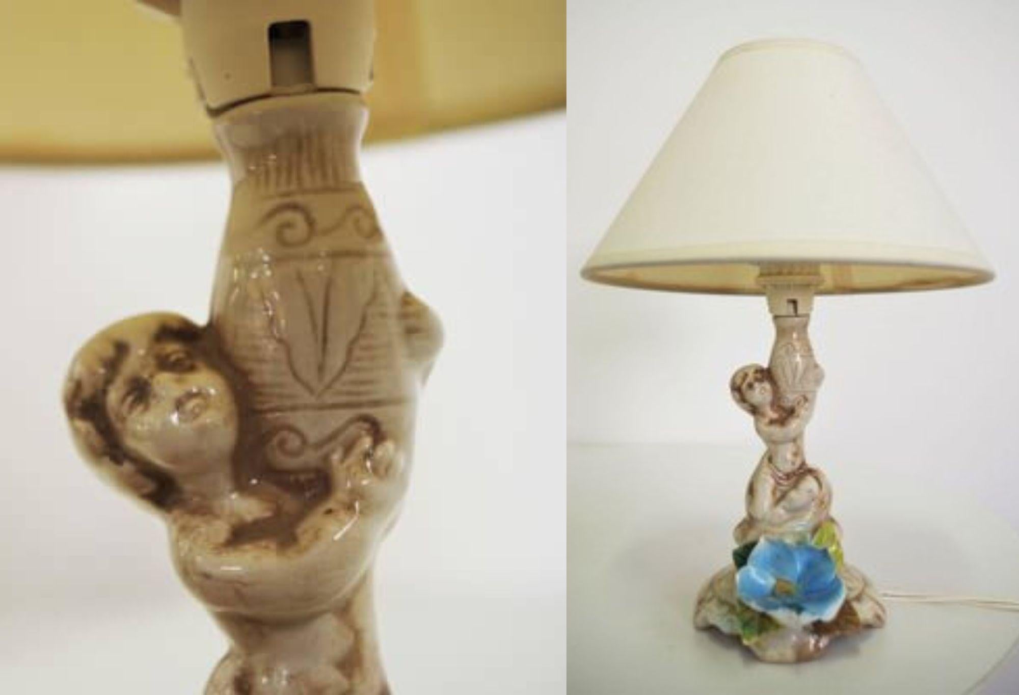 Pair of 1950s Floral Table Lamps – Vintage Italian Elegance in vendita 6