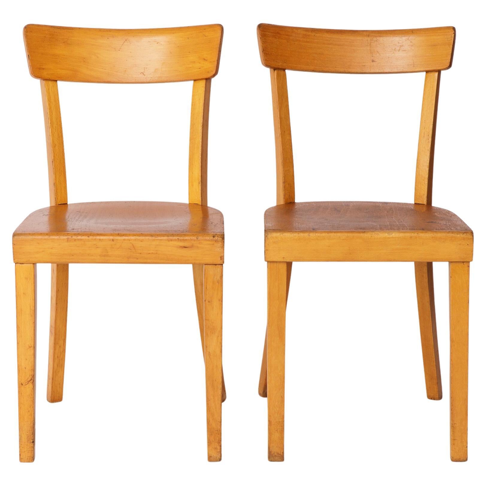 Coppia di sedie da pranzo Frankfurt degli anni '50, Germania - Ristrutturate Beechwood Classics in vendita