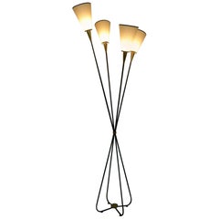 Pair of 1950s Free Shape Floor Lamp with Four Lighted Arms