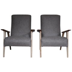 Pair of 1950s French Armchairs in the Style of Pierre Jeanneret