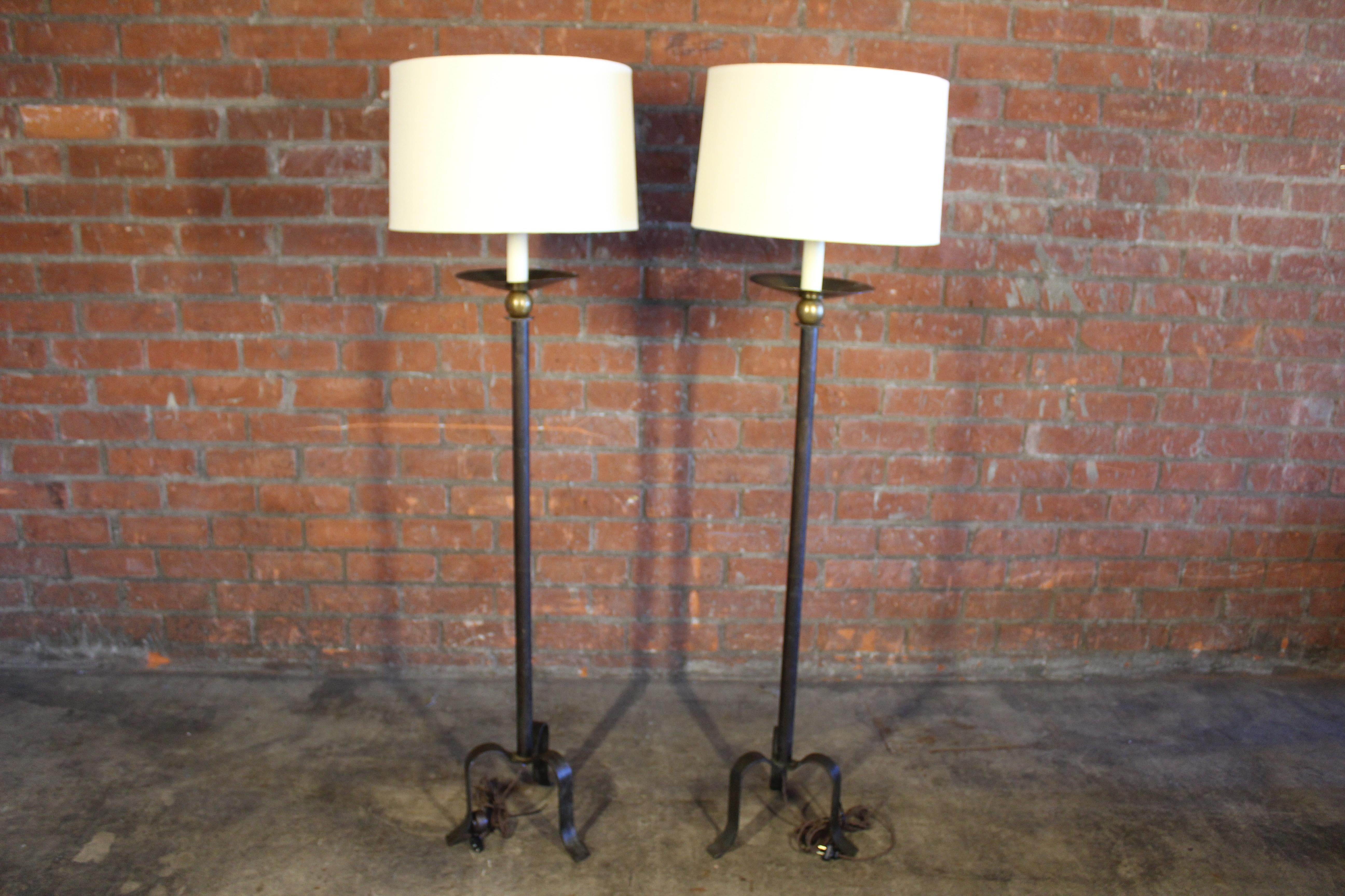 Pair of 1950s French Candlestick Floor Lamps. Sold Individually at 1stDibs