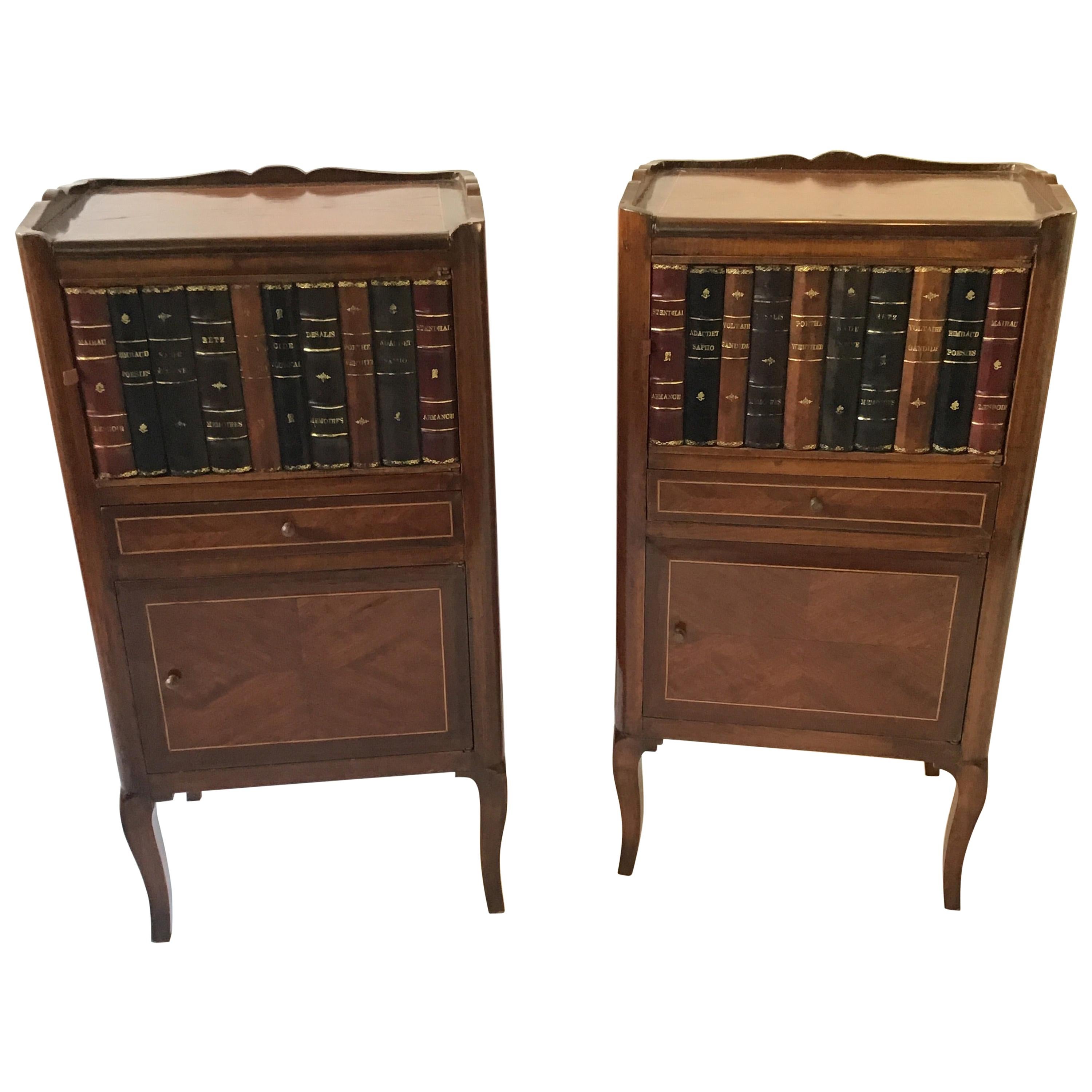 Pair of 1950s French Faux Book End Tables