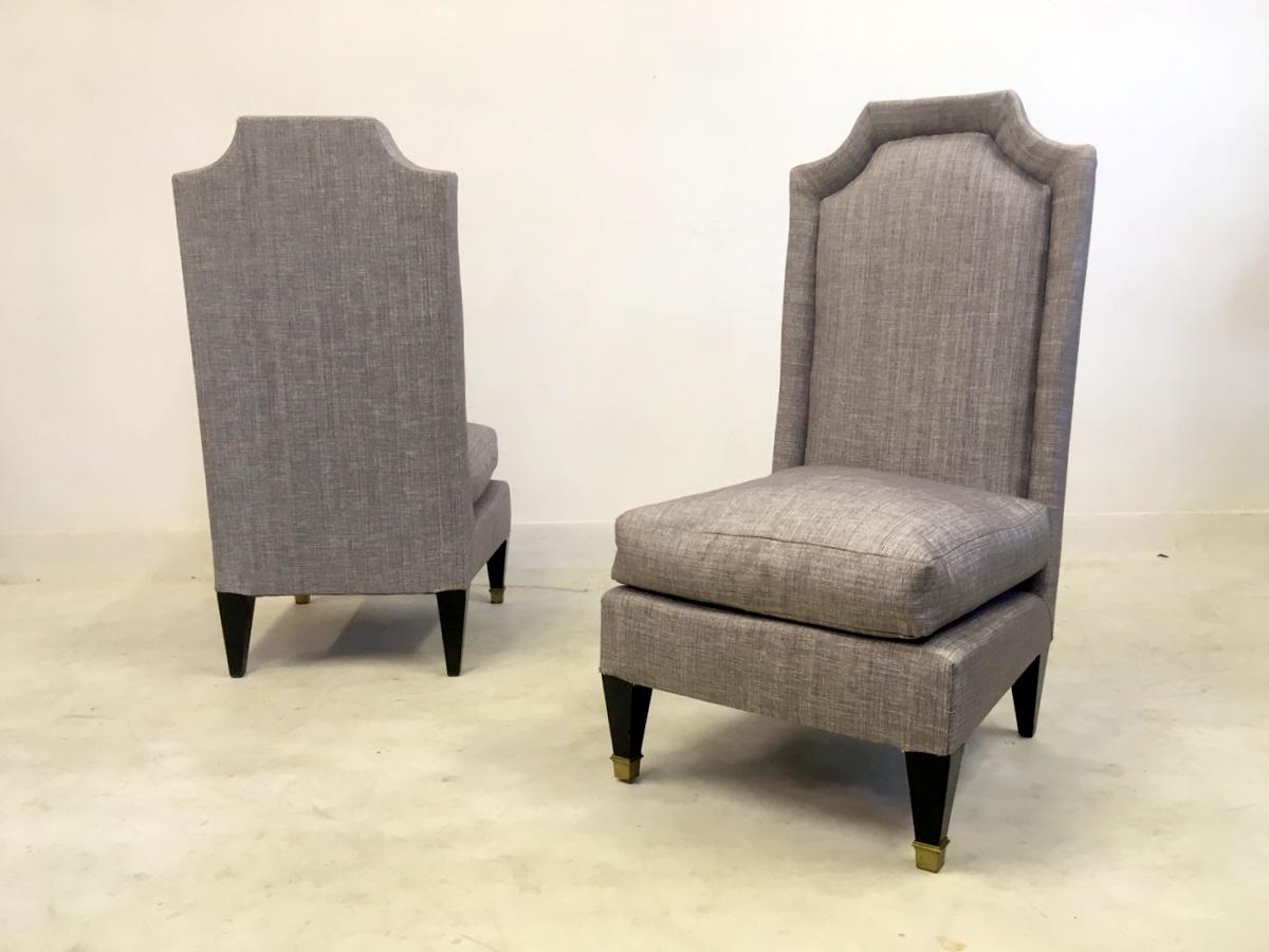 Pair of 1950s French hall chairs in the style of Jean Pascaud 5