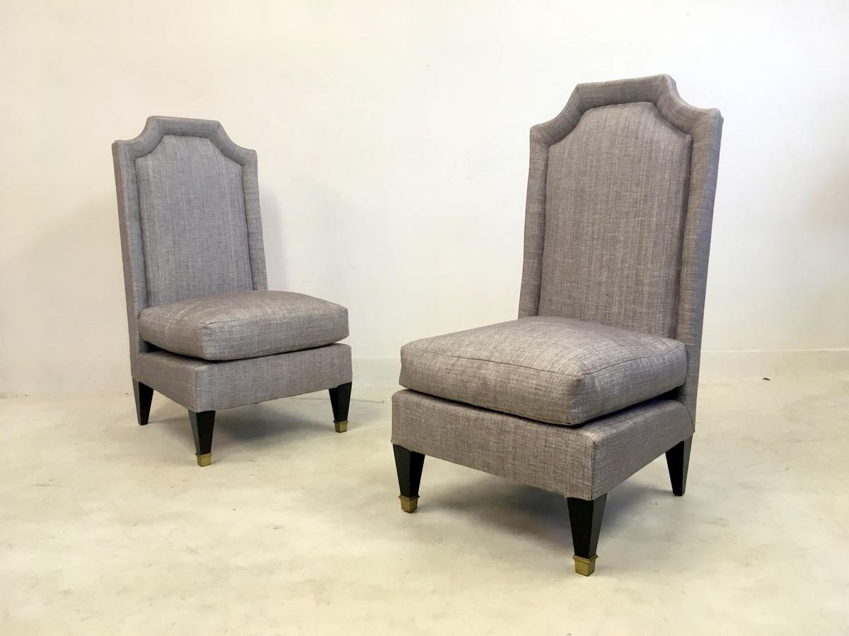 Pair of 1950s French hall chairs in the style of Jean Pascaud 1