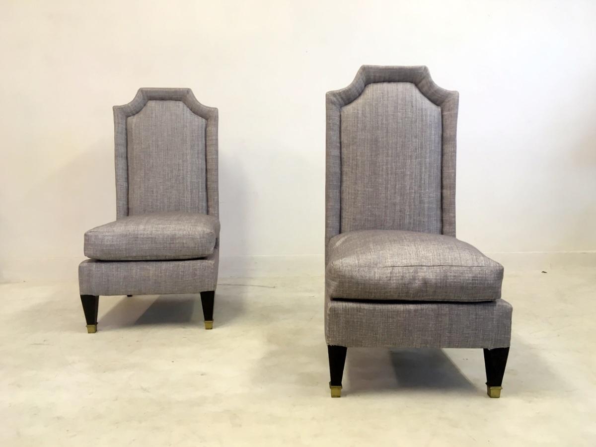 Pair of 1950s French hall chairs in the style of Jean Pascaud 2
