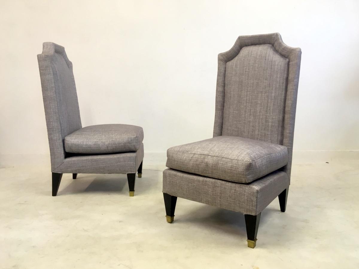 Pair of 1950s French hall chairs in the style of Jean Pascaud 3