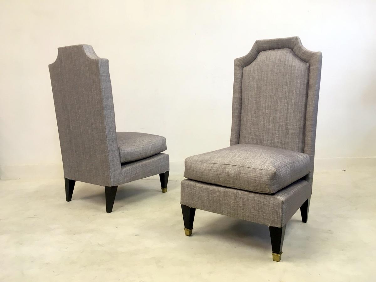 Pair of 1950s French hall chairs in the style of Jean Pascaud 4